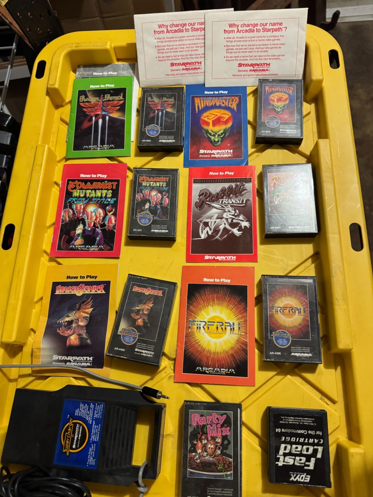 Vtg Supercharger Starpath Arcadia Atari VCS 8 Cassette Tapes Adapter Game UT