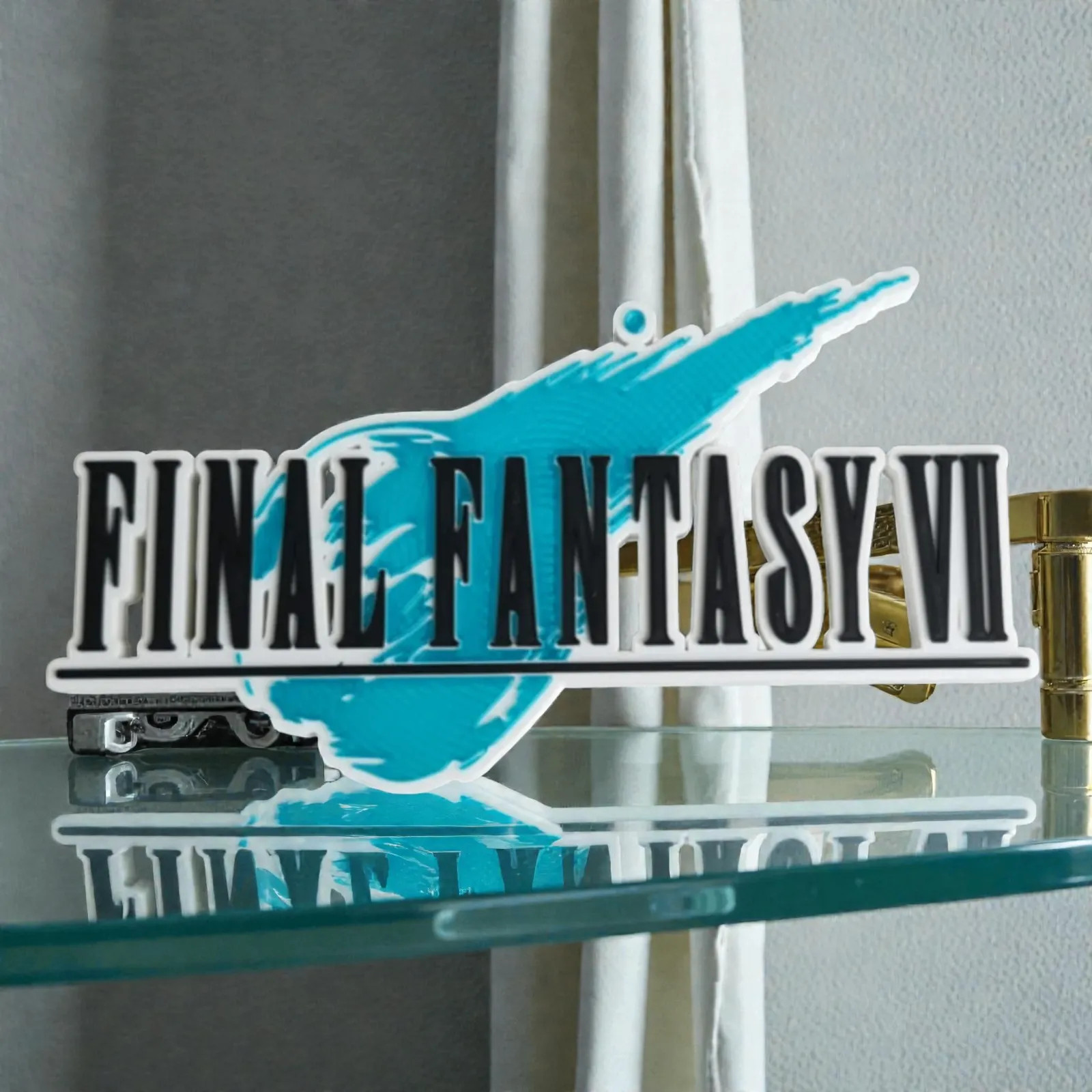 Final Fantasy VII Logo Sign 3D Printed Display Standee Gaming Room Decor