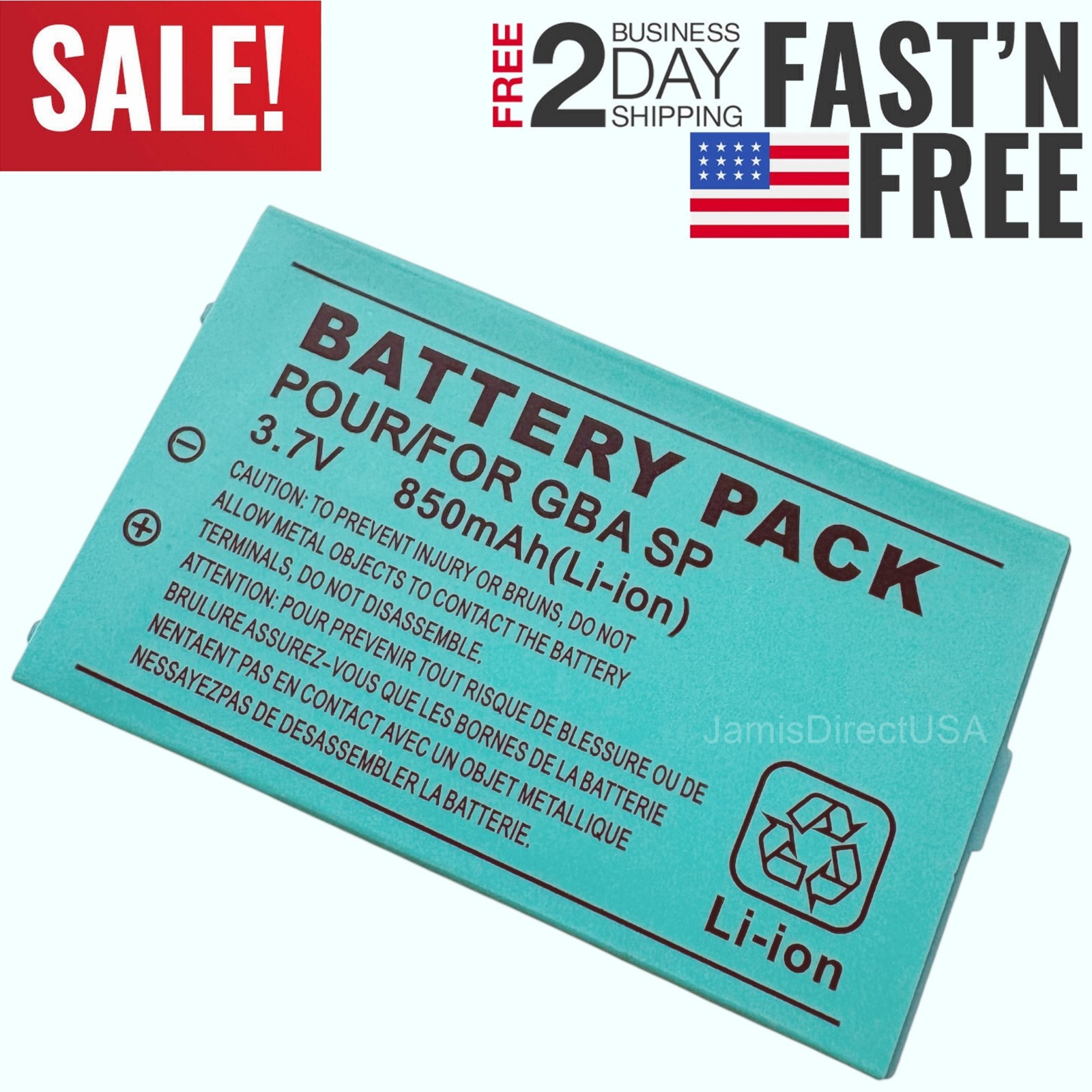 New Rechargeable Battery for Nintendo Game Boy Advance SP Systems 3.7 V – 850mAh