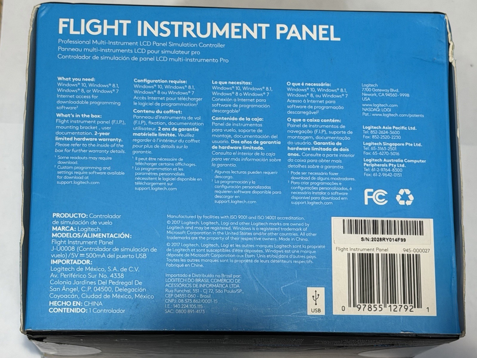 NEW Logitech G Flight Instrument Panel LCD Simulation Controller 945-000027 USB
