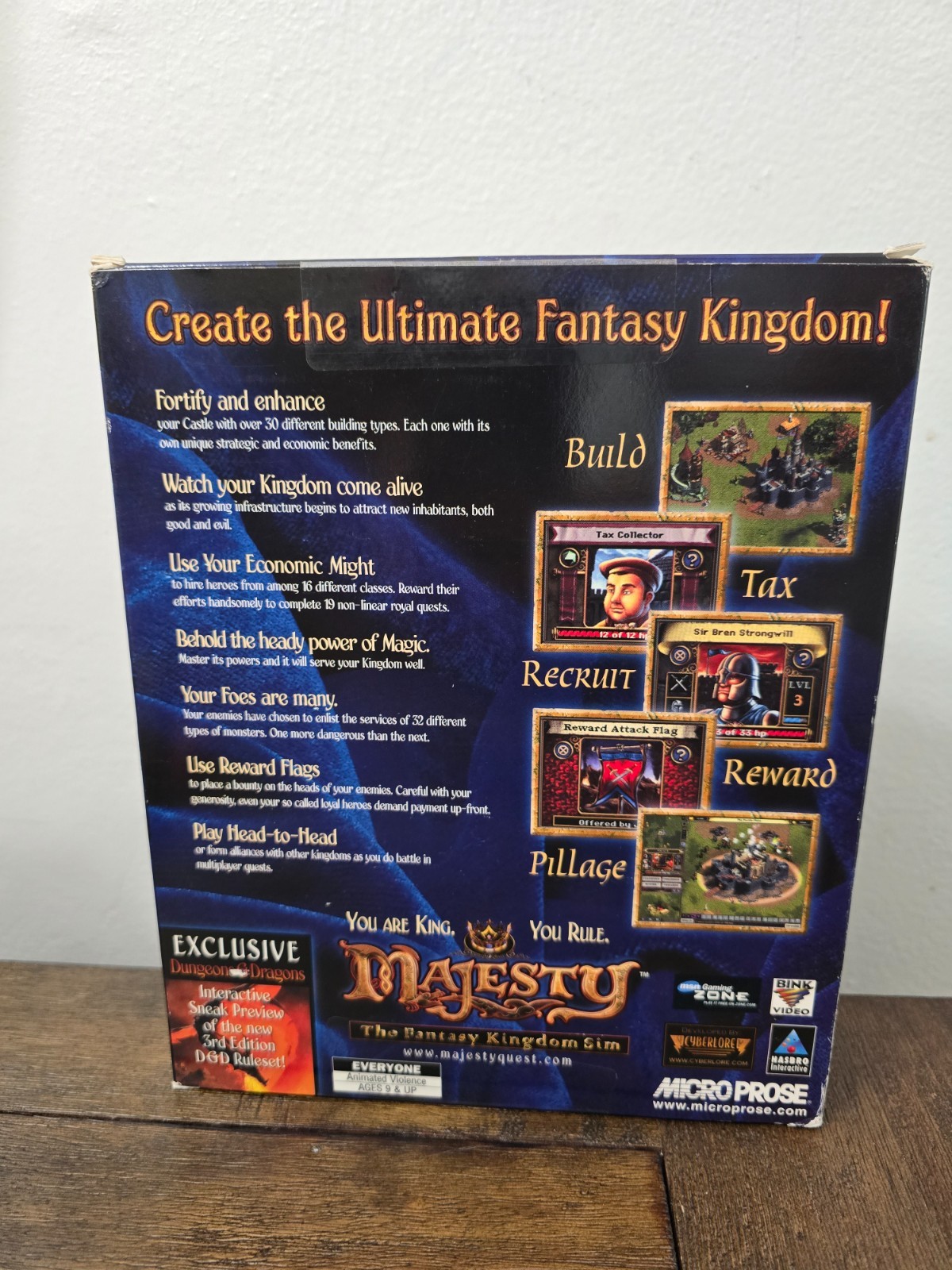 Majesty The Fantasy Kingdom Sim PC Game Box Micro Prose Windows 95/98 COMPLETE