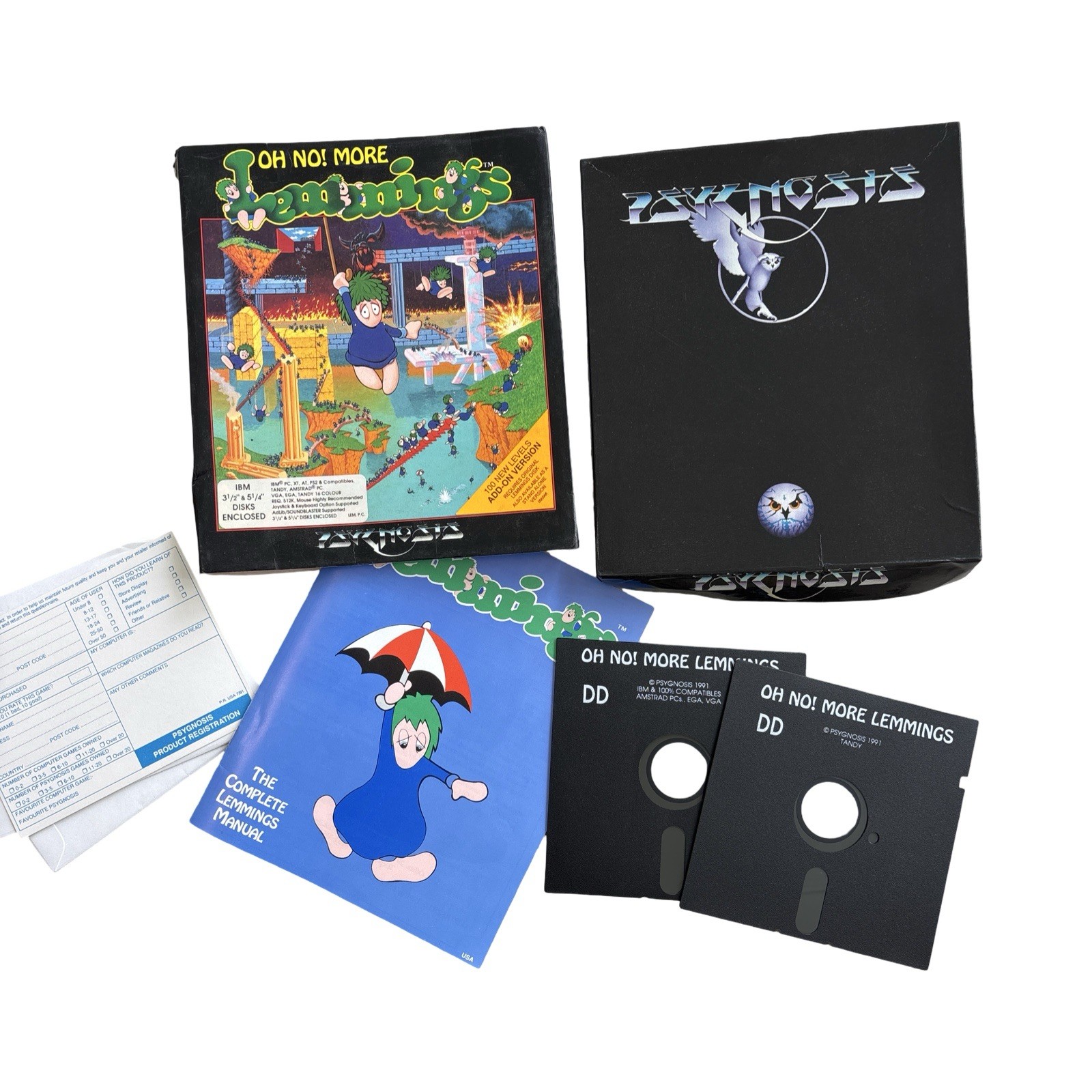 Oh No! More Lemmings Stand Alone Version IBM PC 3.5” & 5.25” Disks Big Box