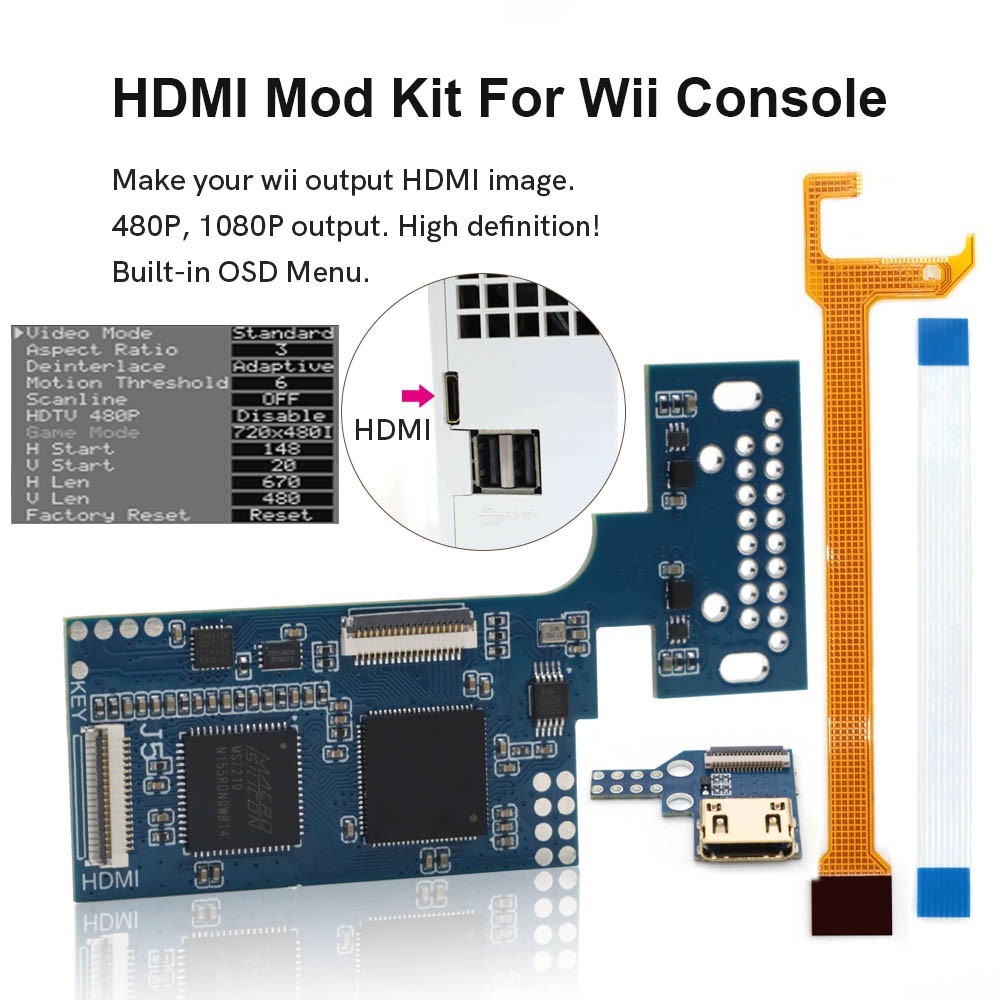 480P 1080P Internal Wii Digital HDMI Mod Digital to Digital HDMI Mod Kit For Wii