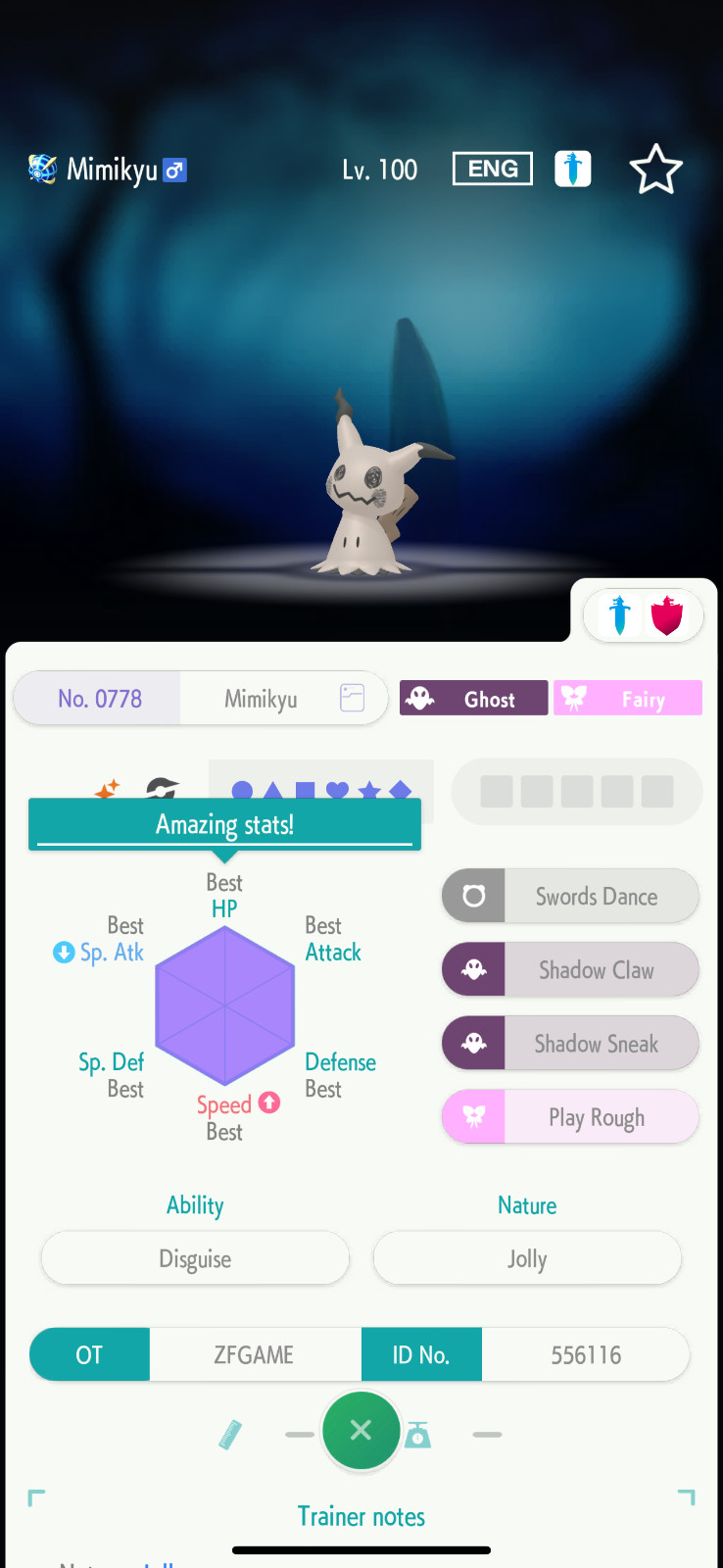 ✨6IV SHINY Mimikyu + EVS🚀 POKEMON HOME✨Champions✨Online delivery⚡