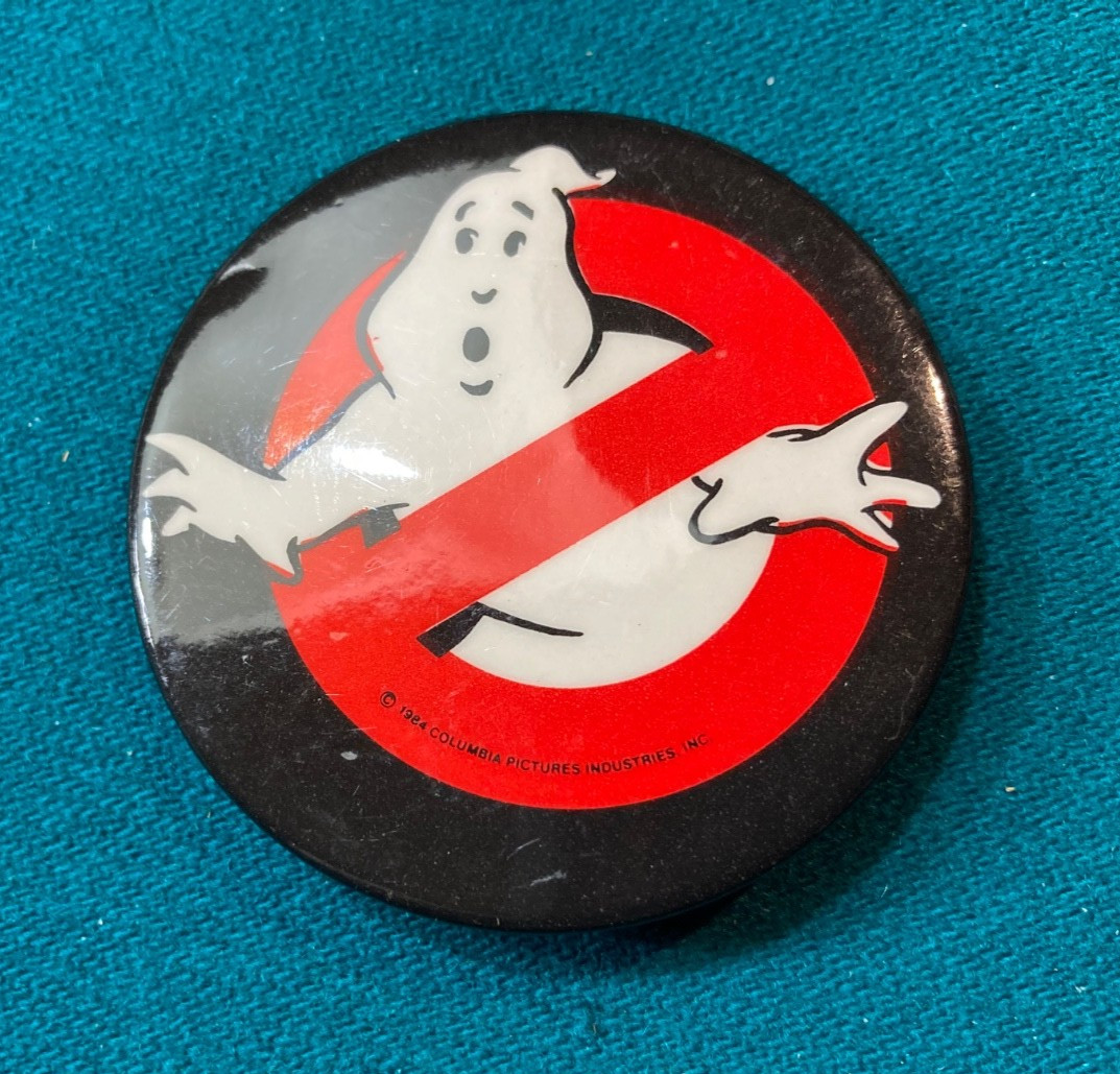 Vintage 1984 Colorful Ghost Busters Pin Back Button Columbia Pictures Industries