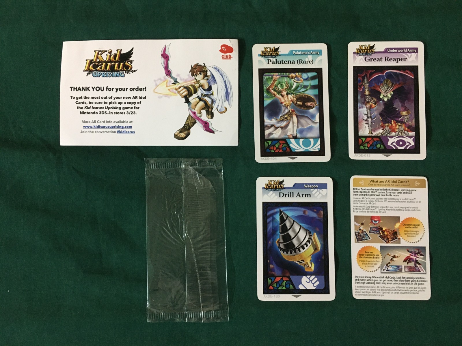 Kid Icarus Uprising 3DS AR Idol Cards Club Nintendo Promo Palutena Rare