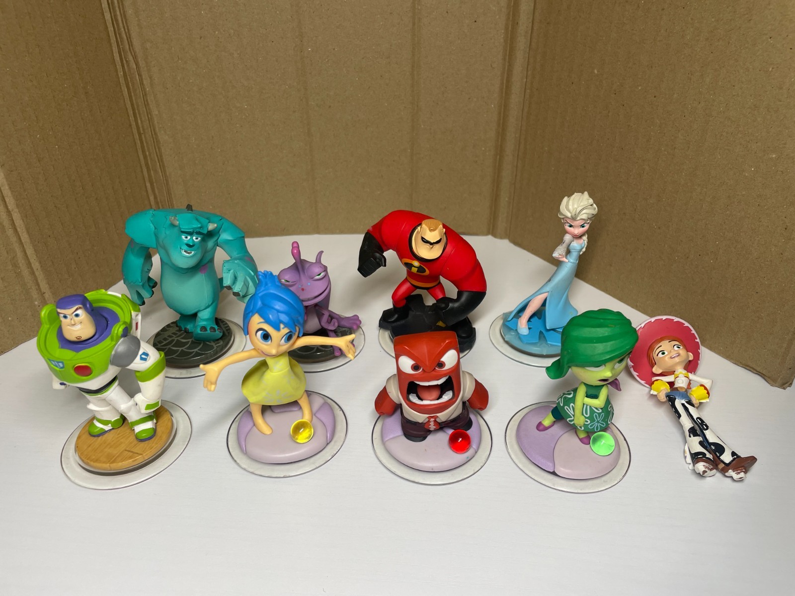 Disney Infinity Pixar Figure Lot 8 Elsa Buzz Sully Inside Out Toy Story