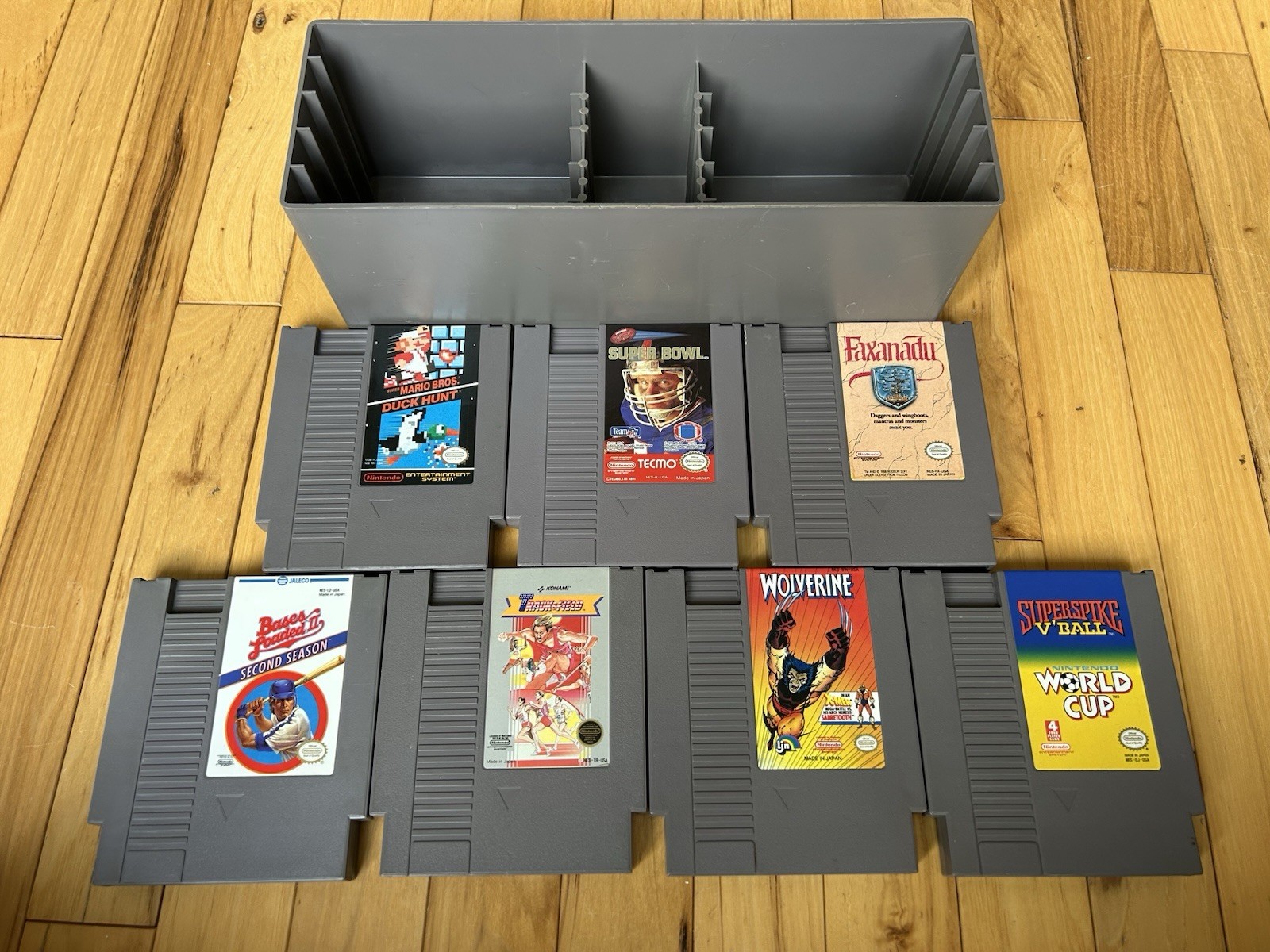 Nintendo NES 7 Game Bundle Super Mario/Duck Hunt, Tecmo Super Bowl, Wolverine