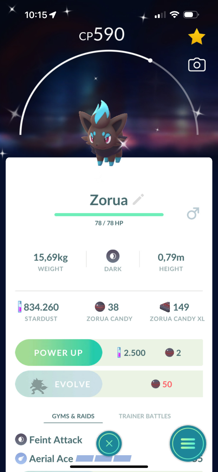 shiny Zorua – Tr-de 20k stardust