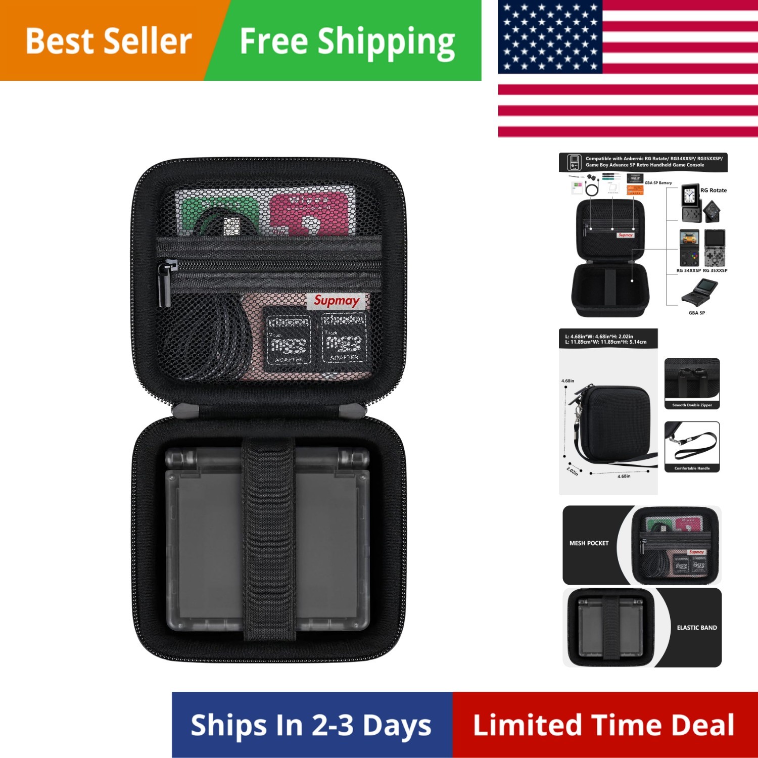 Hard Carrying Case for Anbernic RG Rotate/ RG34XXSP/ RG35XXSP Retro Handheld …