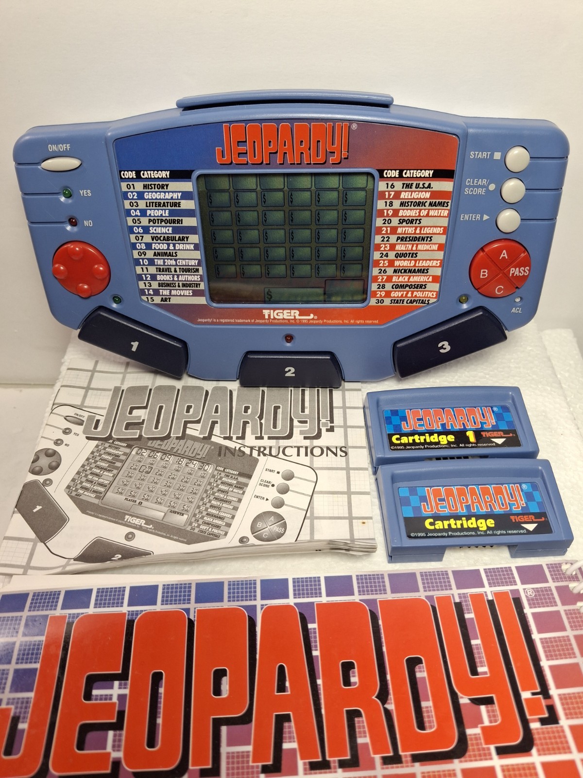 1995 Talking Jeopardy Tiger Electronics Video Game Handheld with Instructions