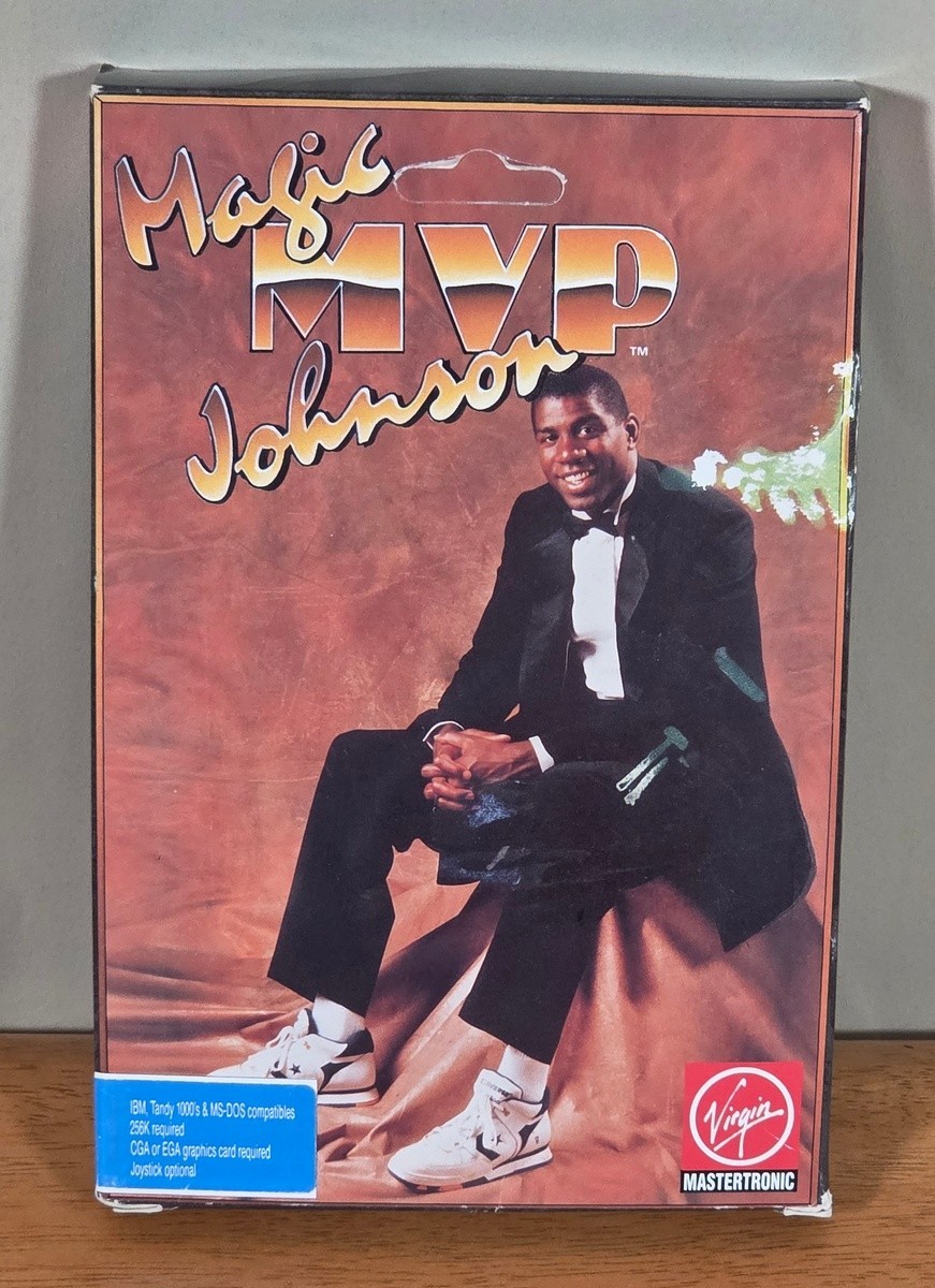 MVP Magic Johnson Virgin Mastertronic IBM PC Big Box Game 1990 CIB 3.5″ Floppy