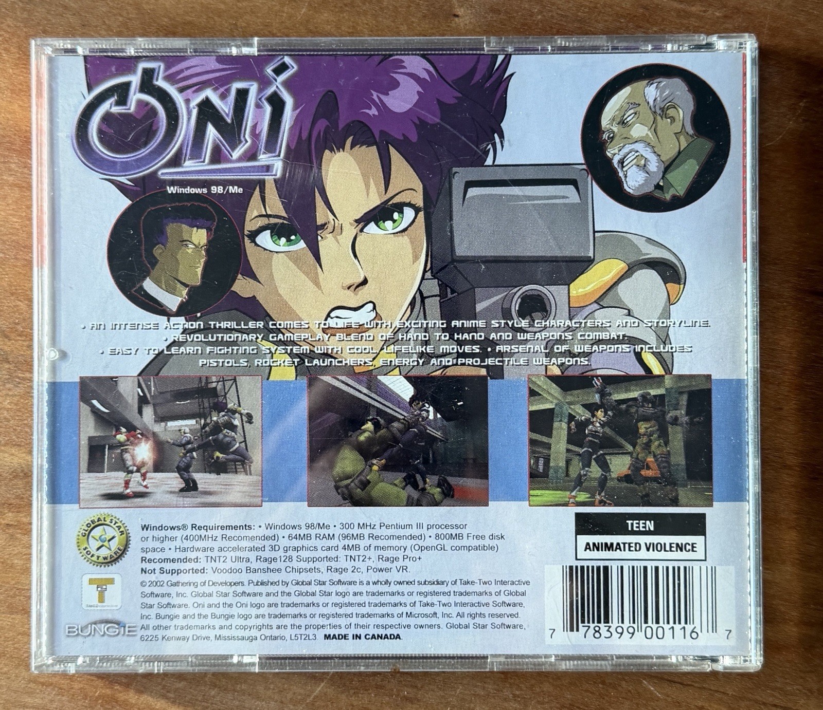 Global Star Software Oni PC Windows98 Bungie West 2002 Cyberpunks Shooter Game