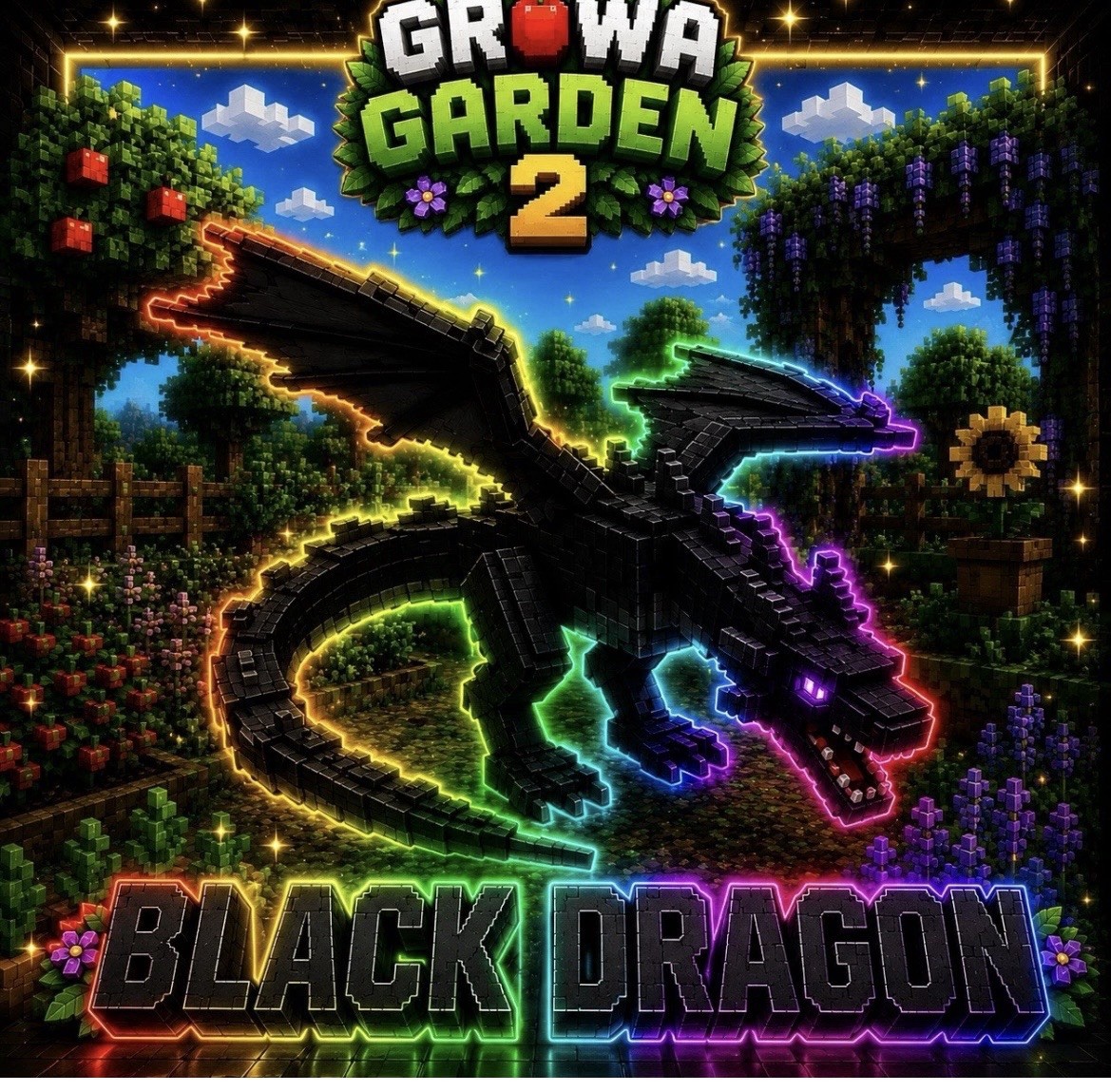 Rainbow black dragon grow a garden 2 or good item/seed