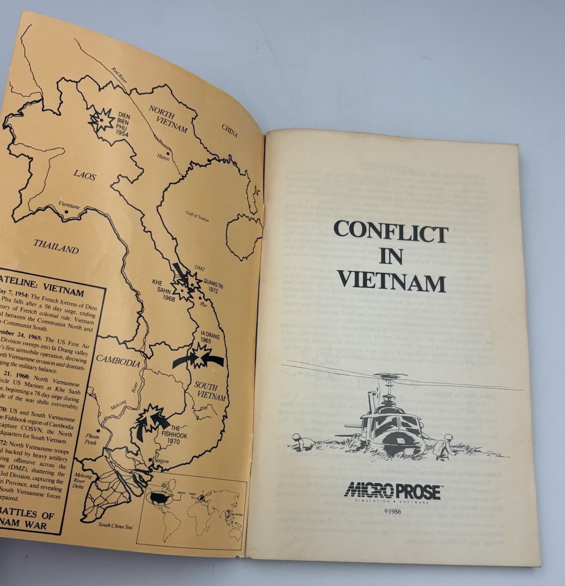 CONFLICT IN VIETNAM Game Manual ONLY Commodore 64 Apple II Atari 400/800/1200