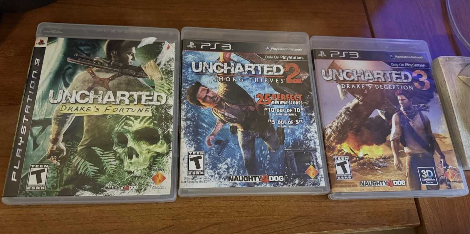 Uncharted 1 2 3 Trilogy Bundle Lot Of 3 (PlayStation 3 PS3) Tested & Working.