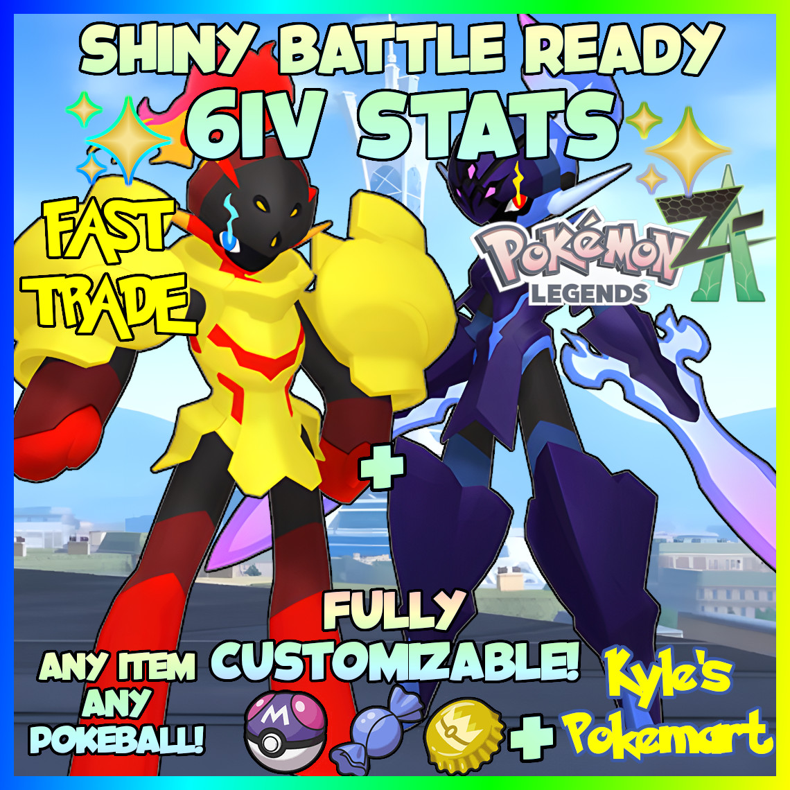 6IV Shiny Armarouge + Ceruledge Pokemon Legends ZA (Legends Z-A) Customizable!