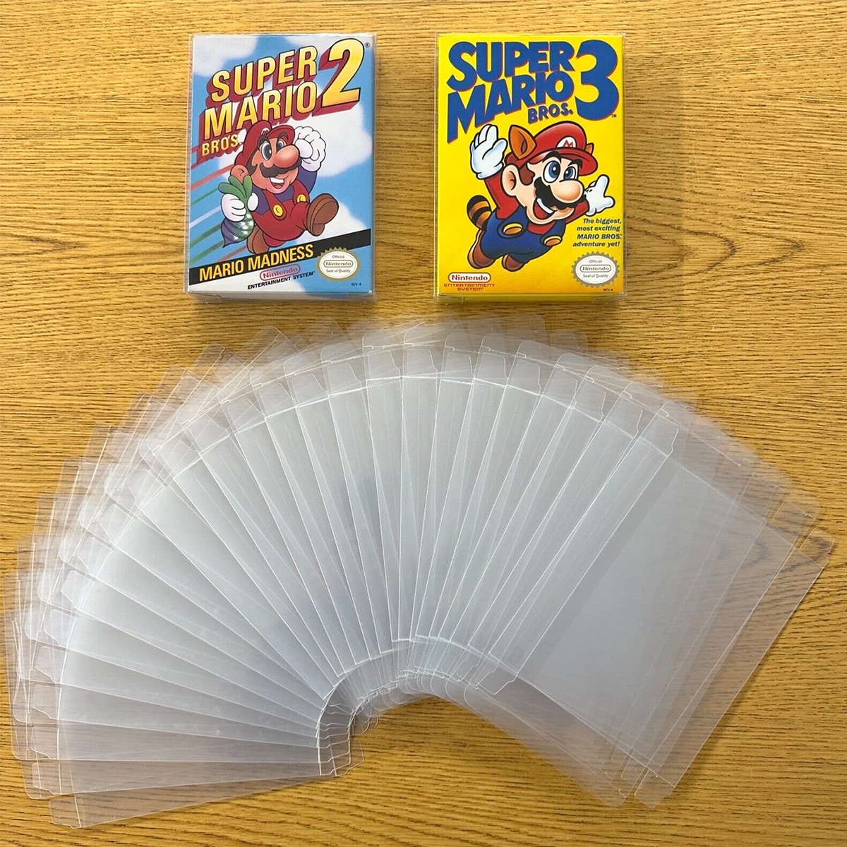 25x Clear Plastic Nintendo Protector Case for Retail NES Game Box Thick Sleeves