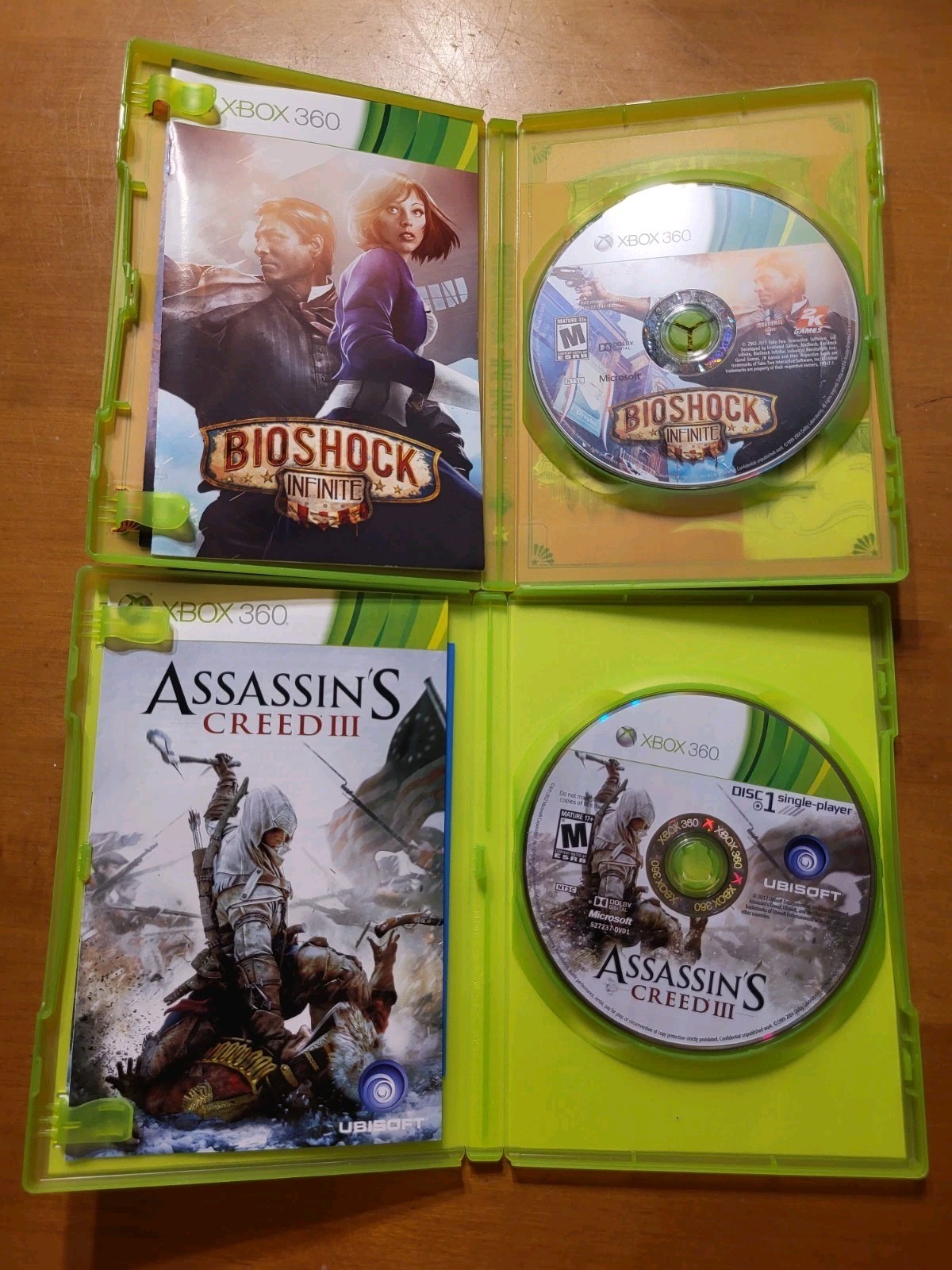 LOT of 2 Microsoft Xbox 360 Assassin’s Creed III 3 & Bioshock Infinite COMPLETE