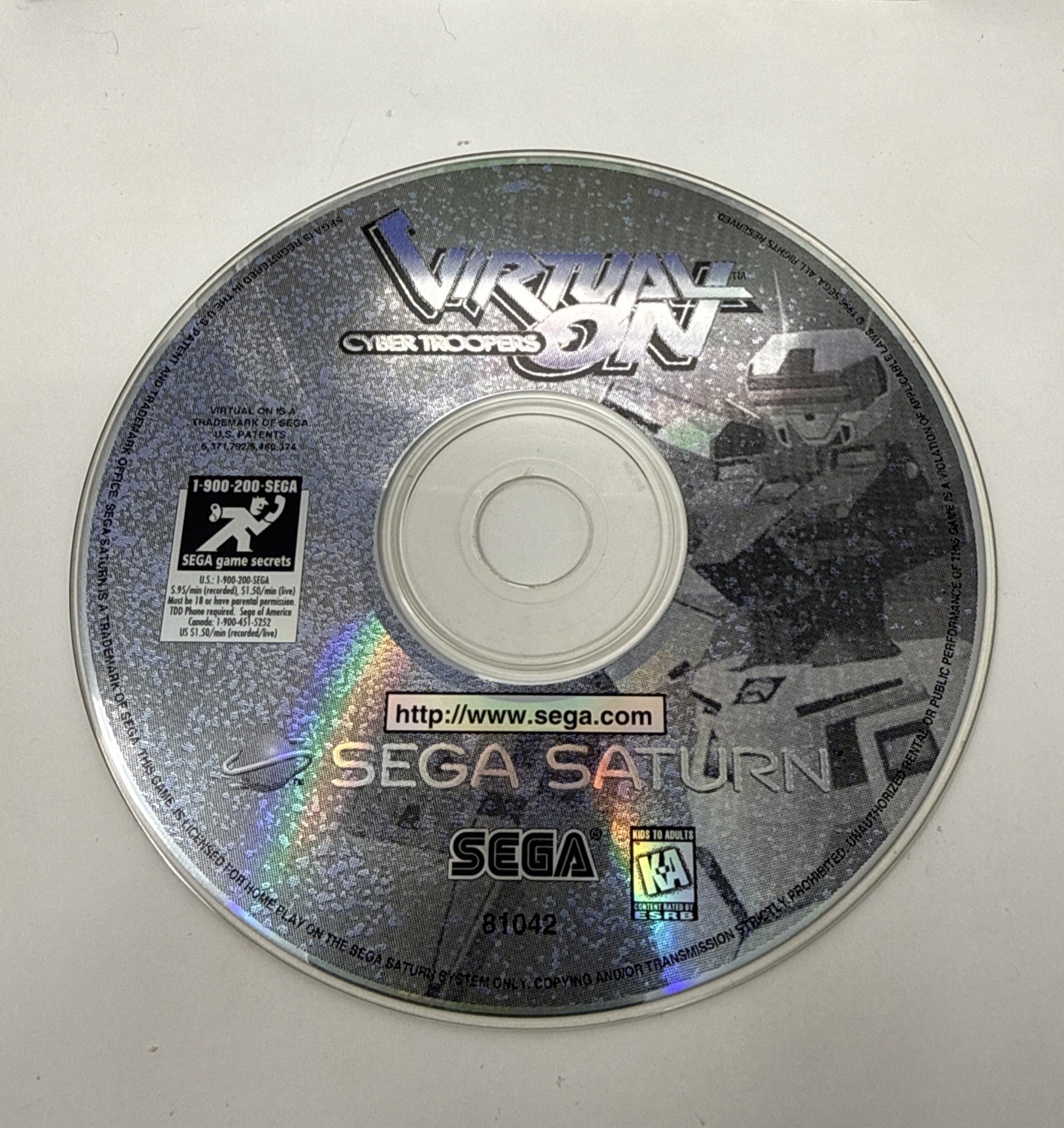 Virtual-On Cyber Troopers (Sega Saturn, 1996) NO MANUAL Tested Works Free Ship