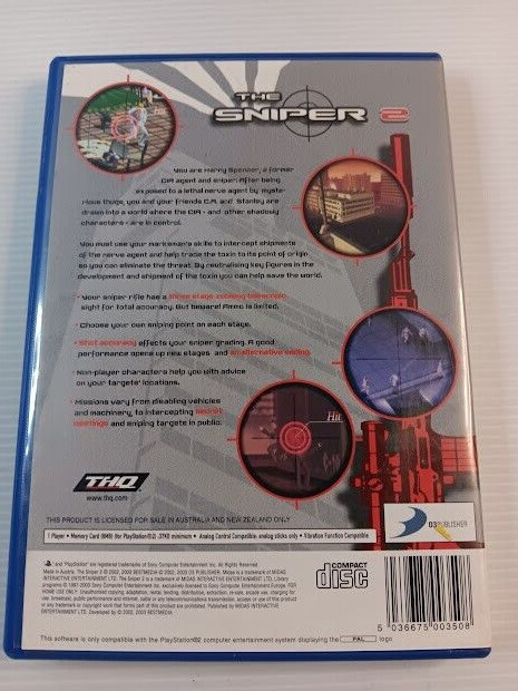 The Sniper 2 PS2 PAL game former rental rate MA15+