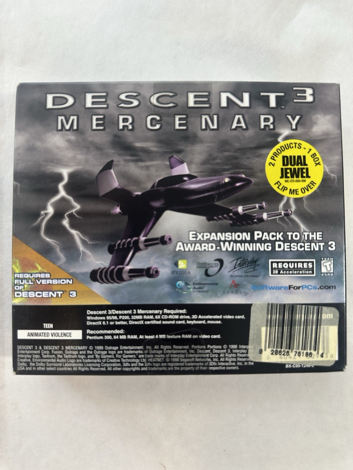 Descent 3 & Descent 3: Mercenary 2 Game 1 Box, 1999, PC CD-ROM, Very Good Mint