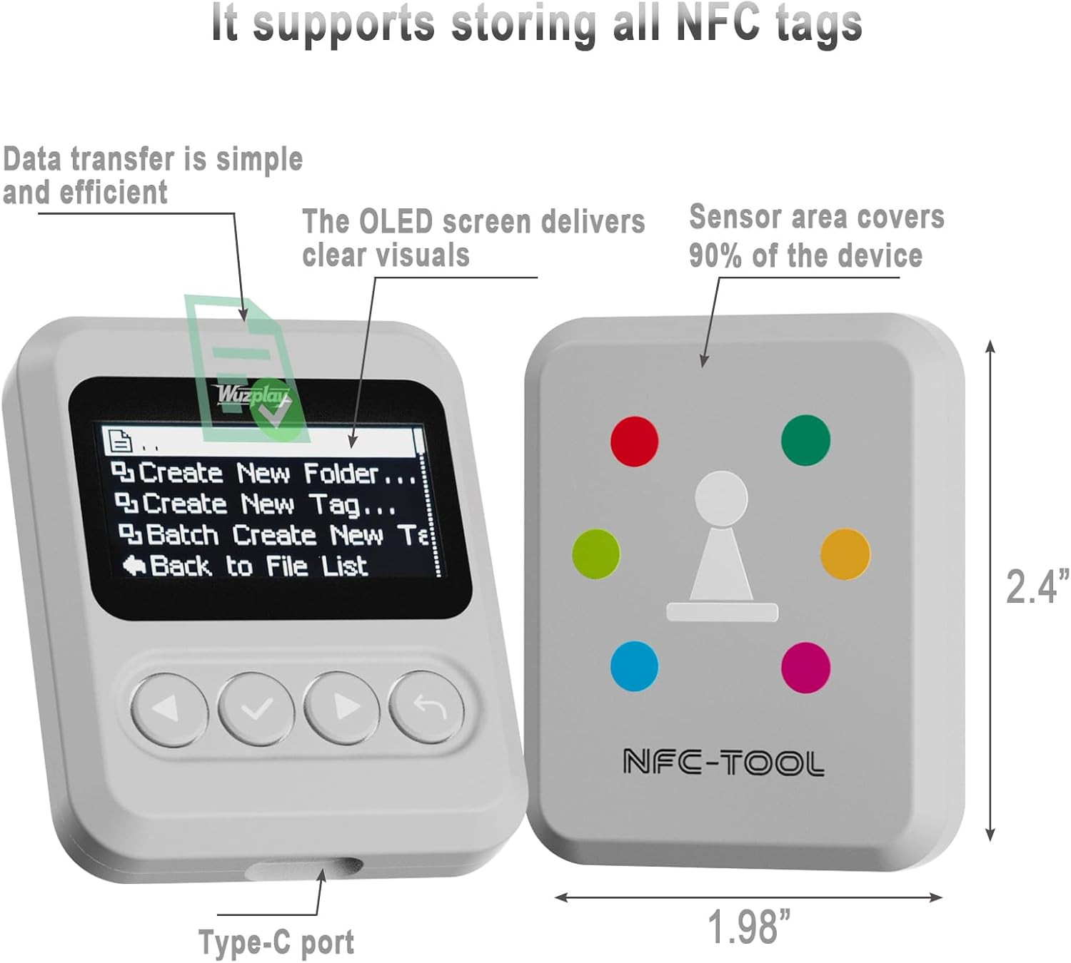 NFC Emulator Compatible with Switch 1 & 2 and NFC Enabled Devices – 1.54”OLED Sc