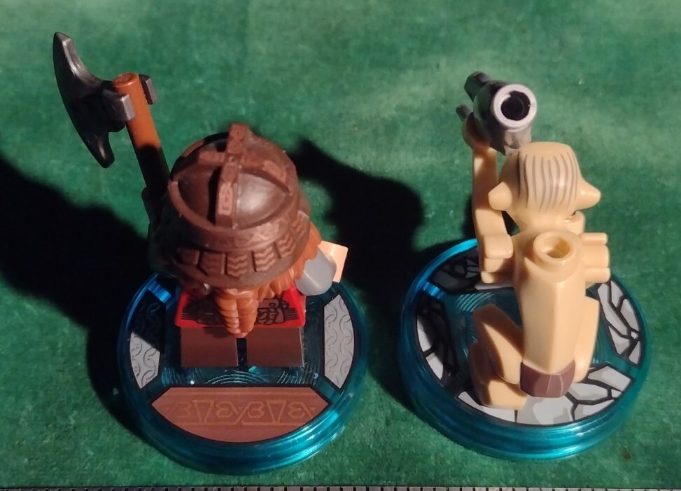 Lego Dimensions Gollum & Gimli & Axe W/ Tag Bases Lord of the Rings Minifigs
