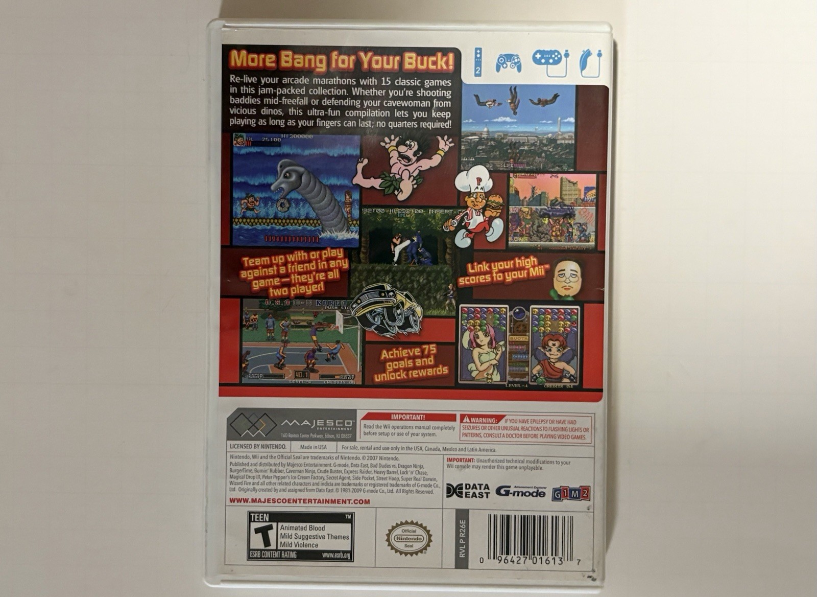 Data East Arcade Classics Nintendo Wii 2007 Tested / Working Burger Time