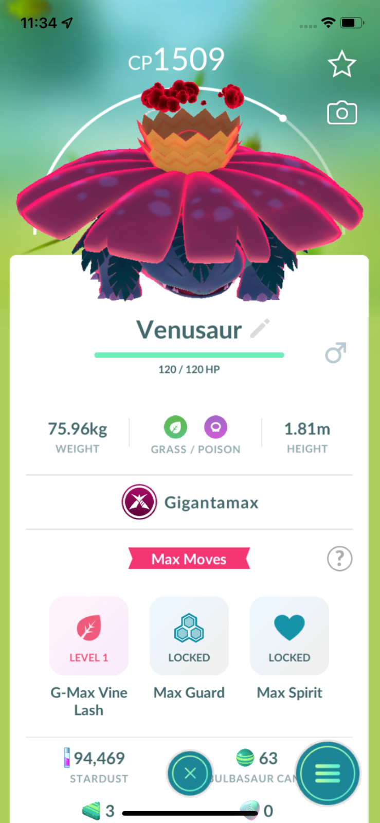 Venusaur Gigantamax ! Registered or Unregistered ! 30 Days Friendship !