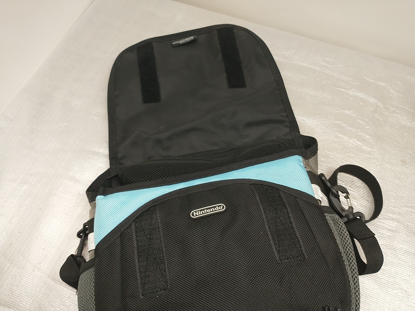 Nintendo Wii Console Travel Messenger Bag Black Grey Blue Shoulder Carrying Case