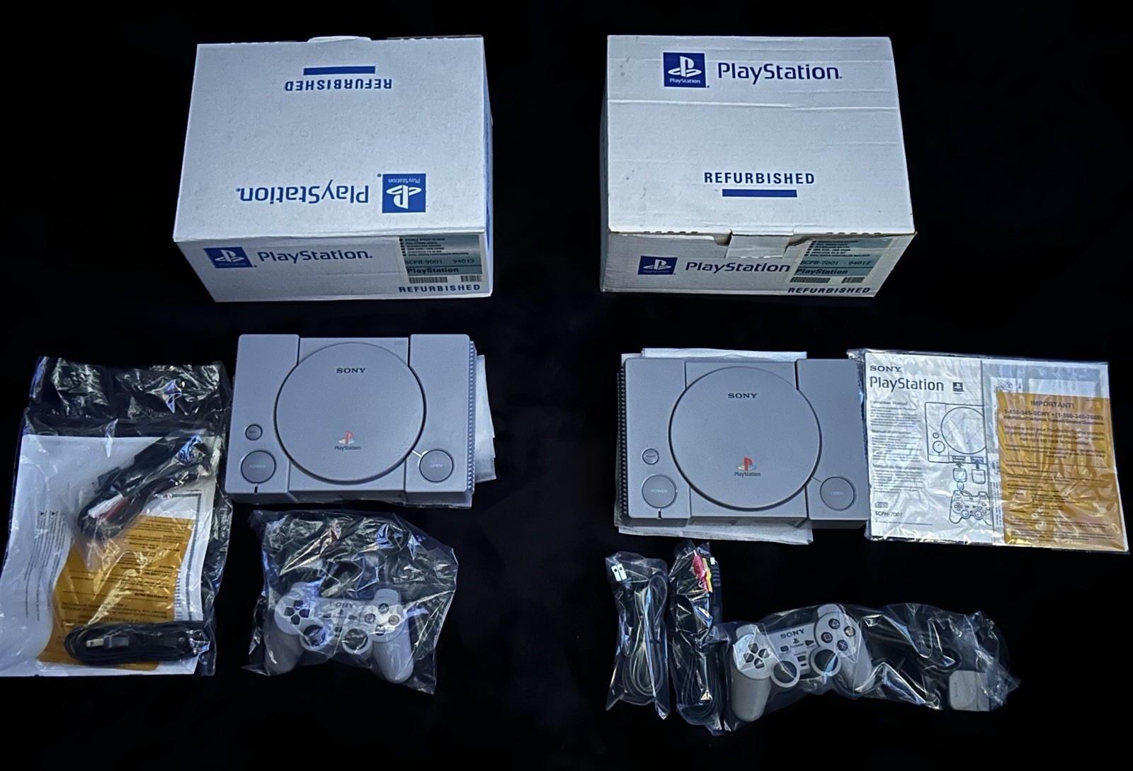 (TWO) SONY PLAYSTATION 1 CONSOLE SETS FULLY SERVICED BY SONY (ULTRA RARE)
