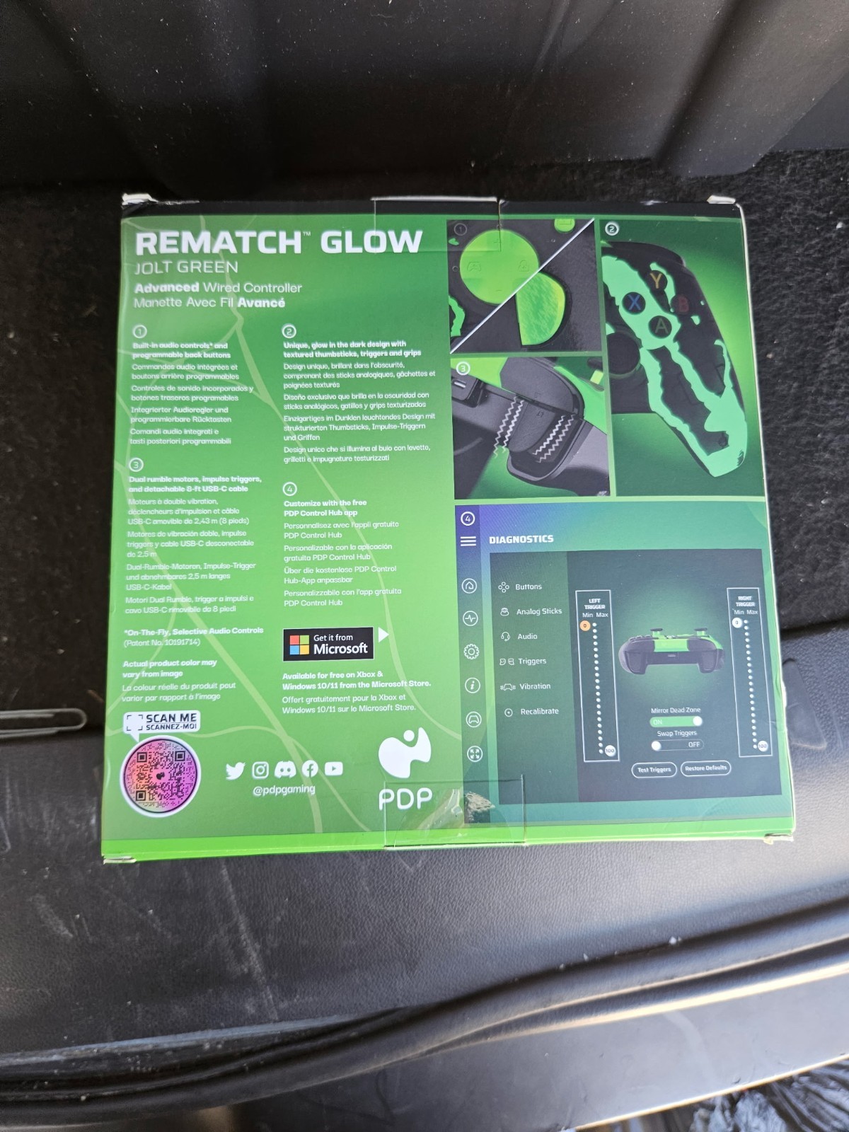 PDP Rematch Glow Jolt Green Wired USB-C Controller, Programmable, Xbox/PC