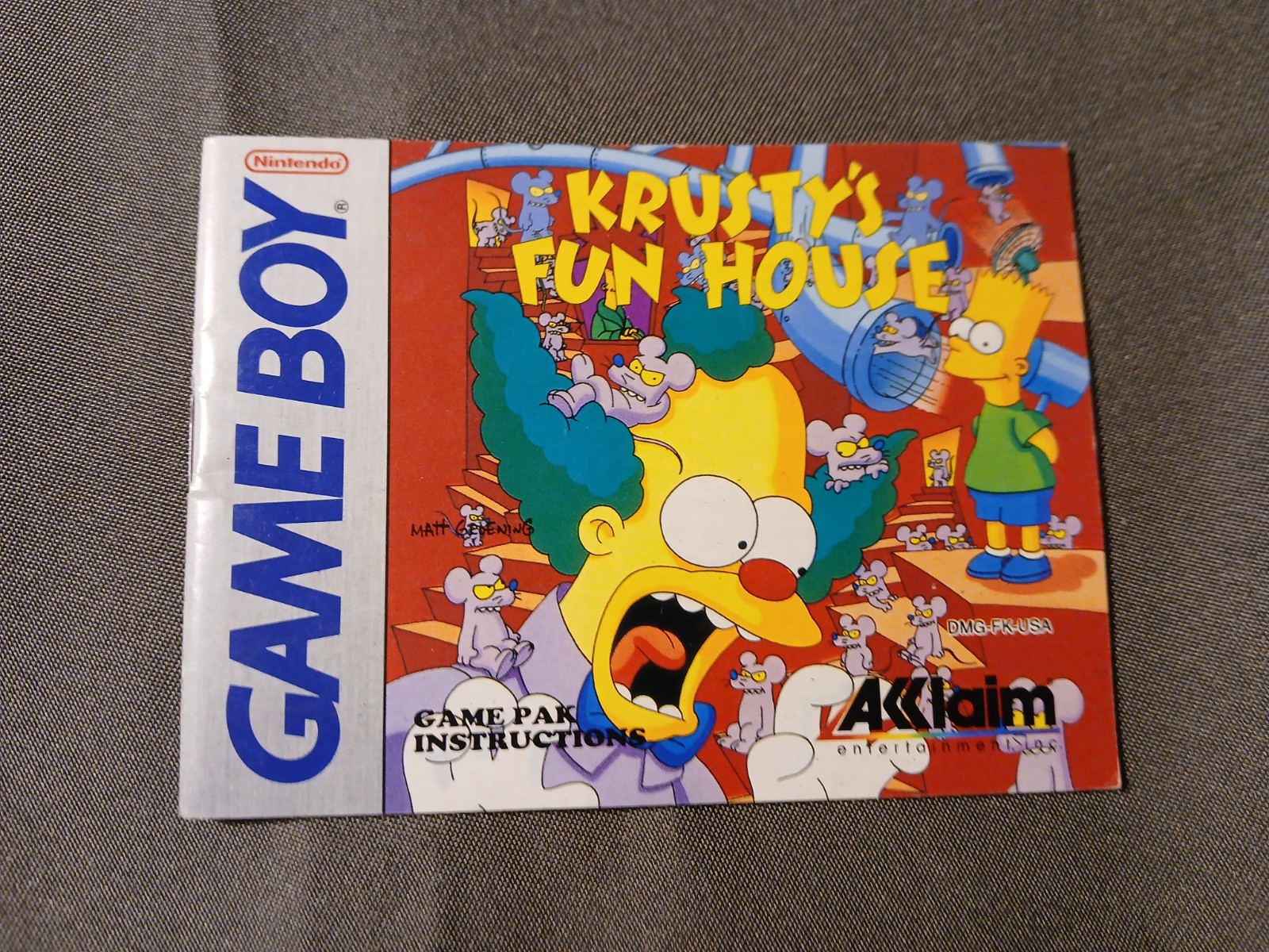 The Simpsons Krusty’s Fun House Game Boy GB Authentic Tested w/ Manual Case
