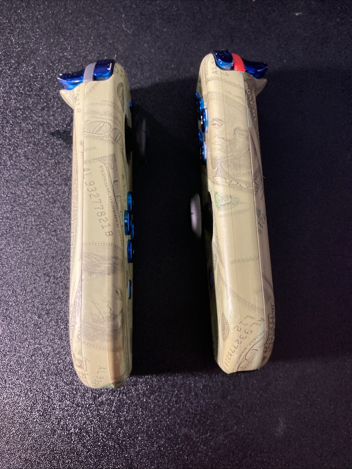 Custom Money Joycons Small Paint Scuffs On The Face Buttons And The ZL and ZR