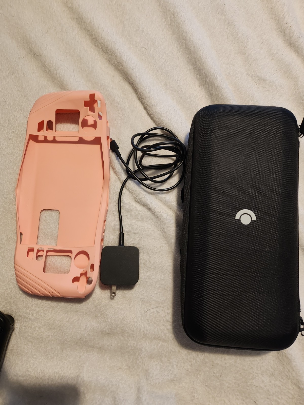 Valve Steam Deck Handheld System Black w/ Case and Charger Pink Skin. 64gb, LCD