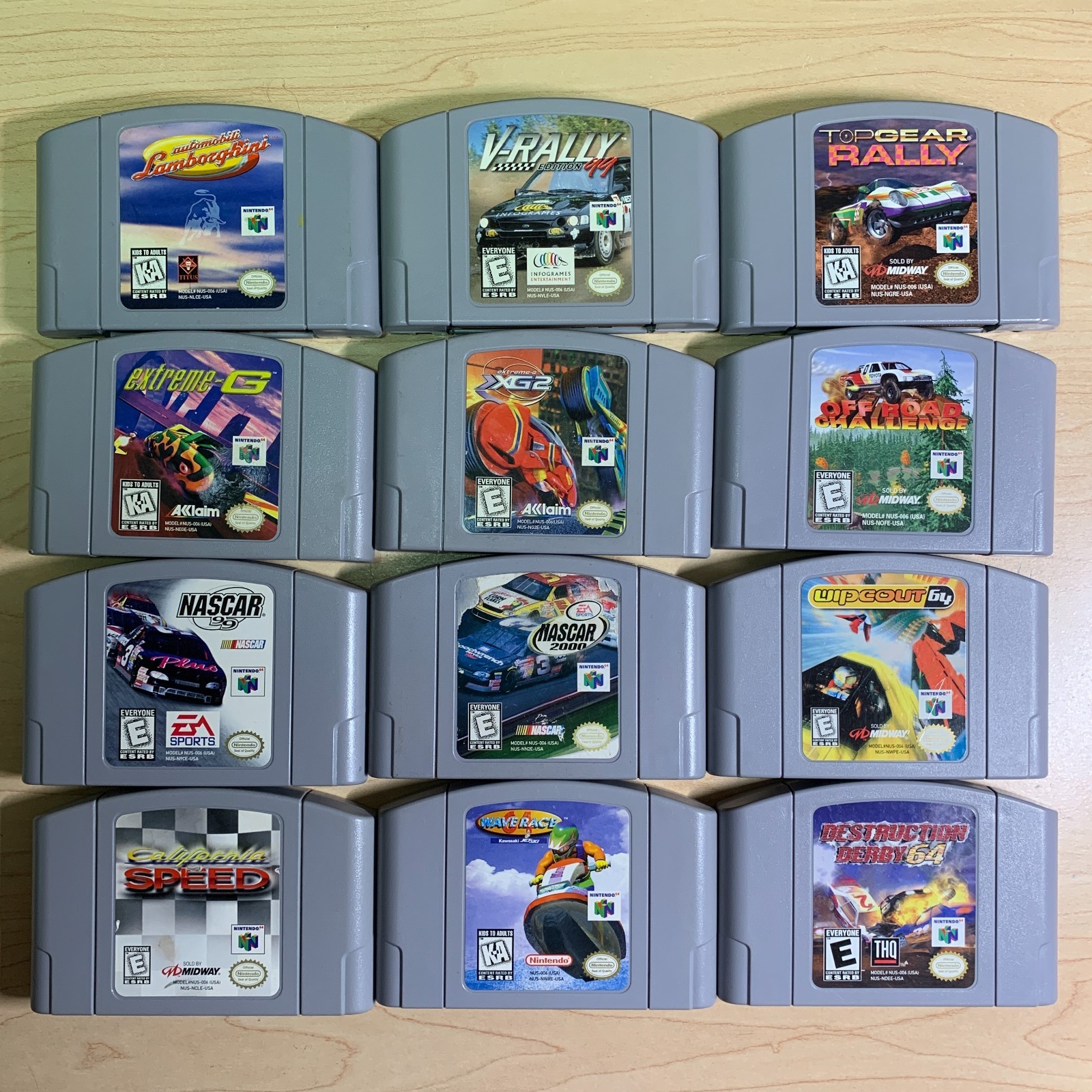12 Car Racing Game Lot – Derby Rally Extreme Nintendo 64 Authentic Clean Tested