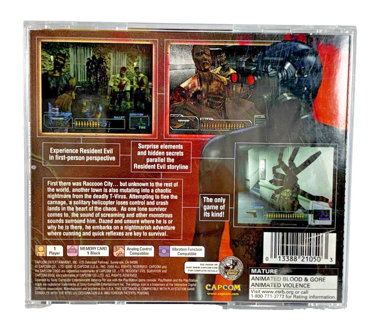 Resident Evil: Survivor Sony PlayStation Capcom 2000 Black Label Complete Tested
