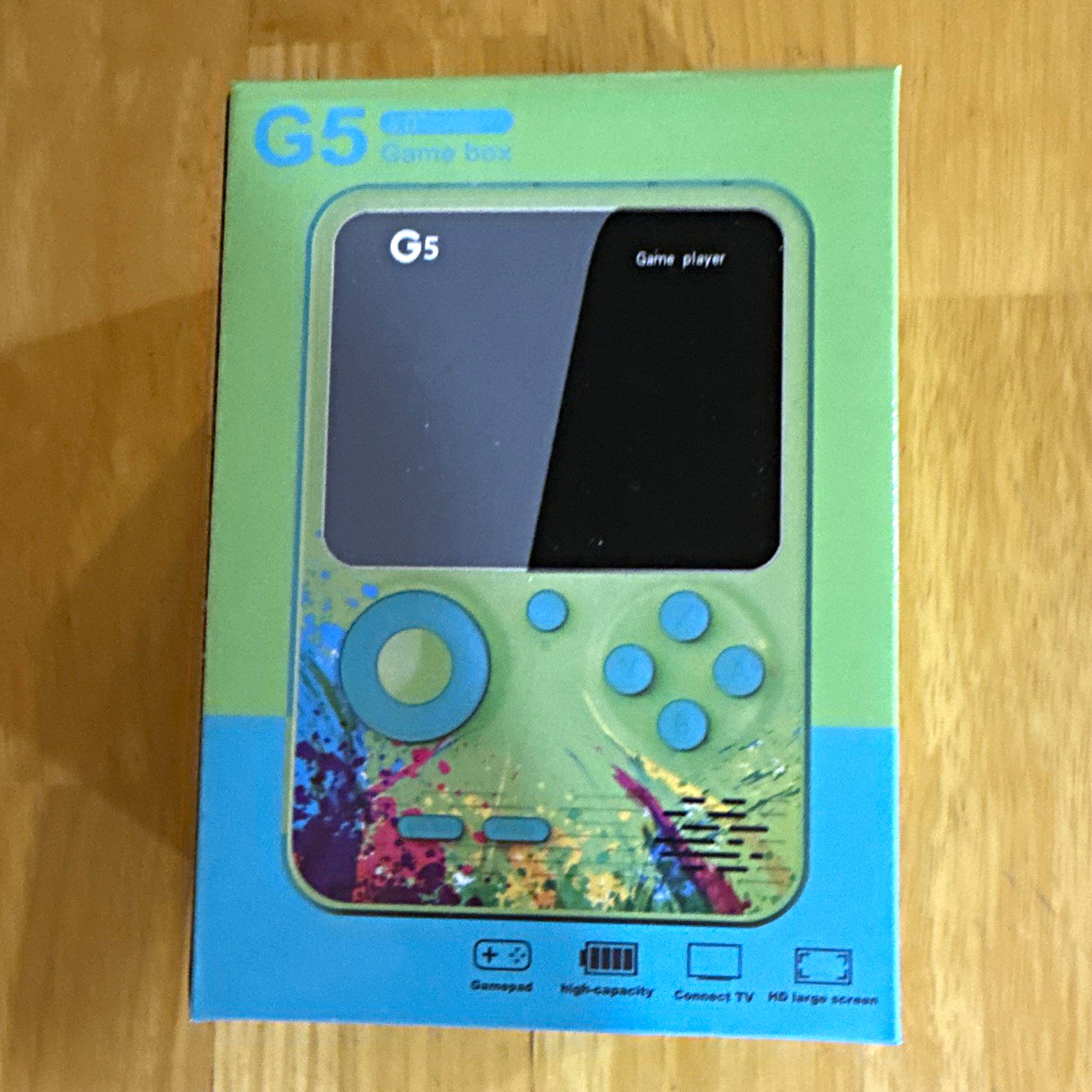 G5 Game Box Handheld Game Player, HD Large Screen, High-Capacity, TV, Green/Blue