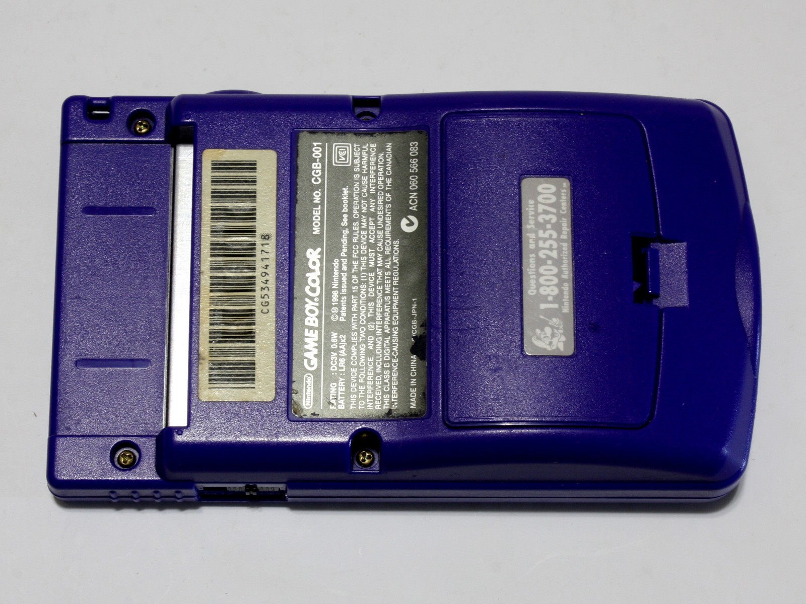 Nintendo Game Boy Color Handheld Game System Purple Grape W/One Game Tested