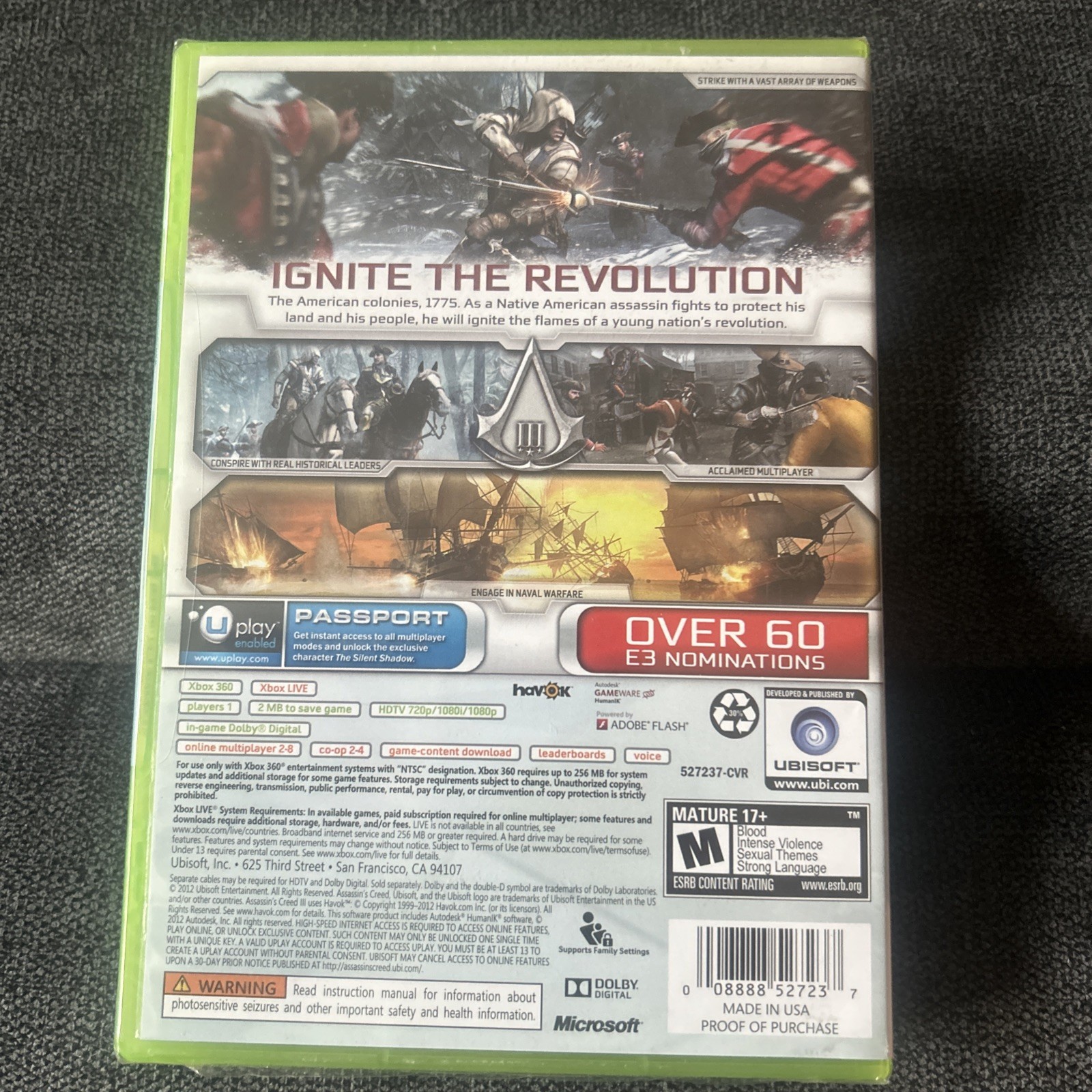 Assassin’s Creed III 3 (Microsoft Xbox 360, 2012) BRAND NEW SEALED