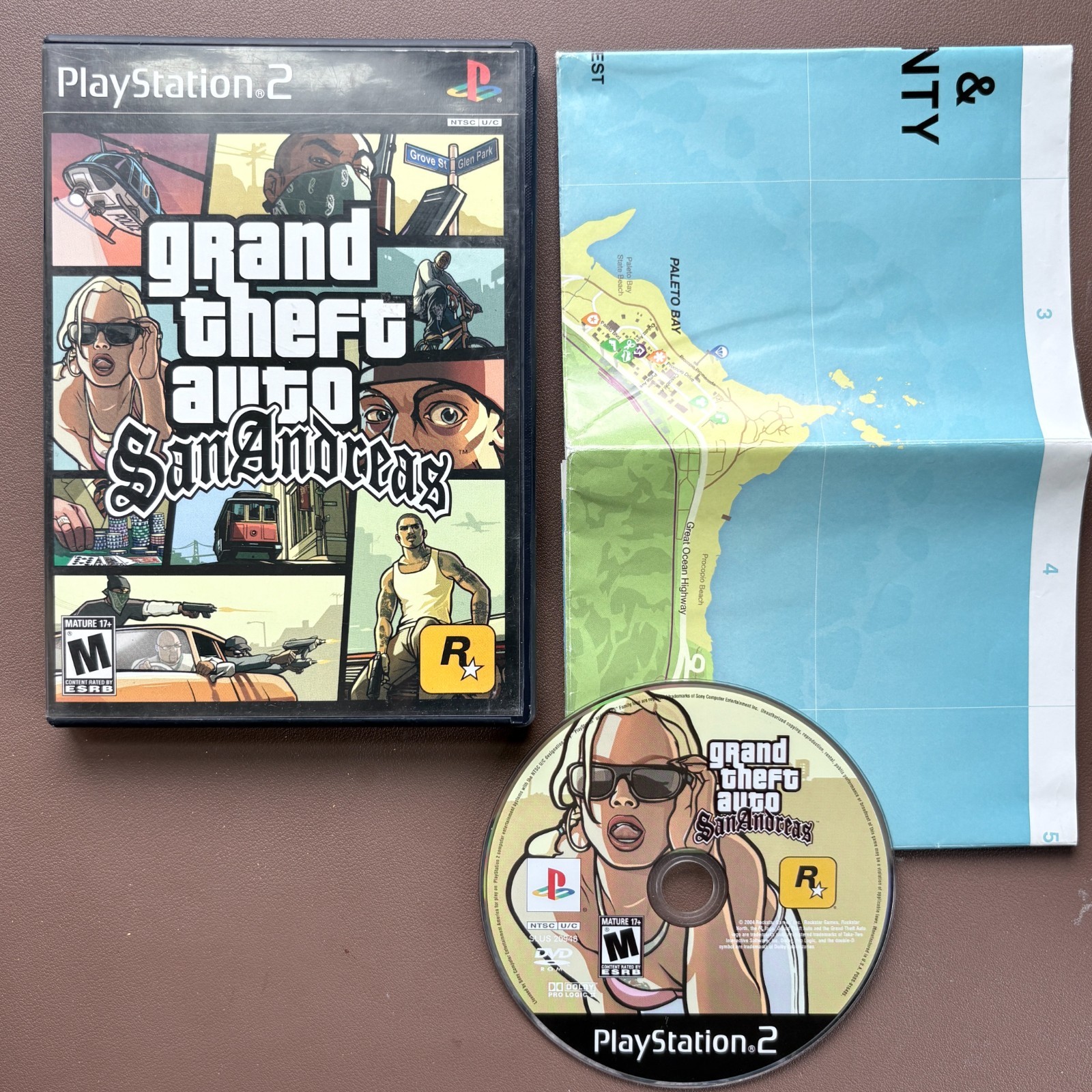 GTA San Andreas PS2 Black Label Map Included Tested No Manual
