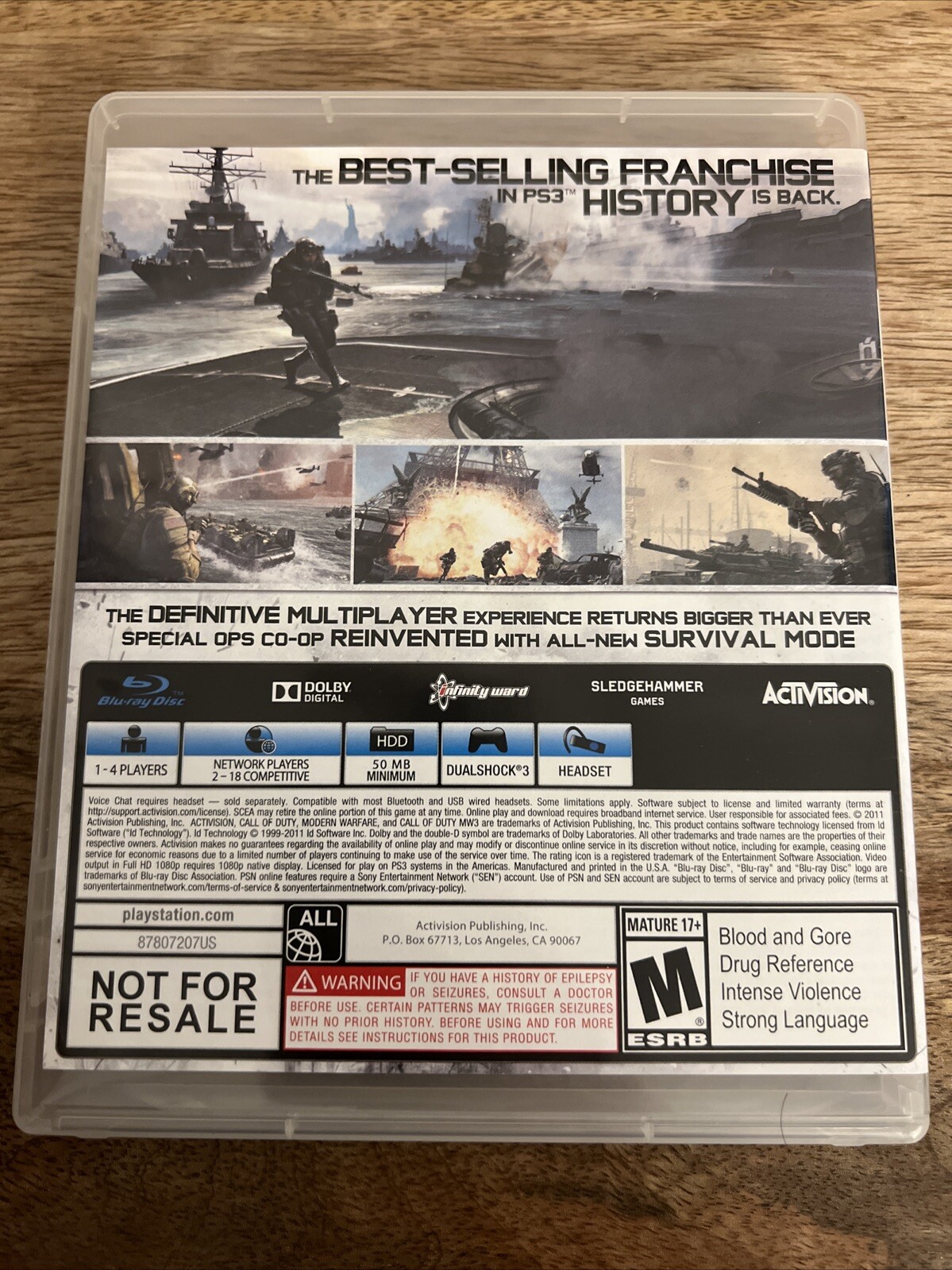 Call Of Duty MW3 Video Game (Sony PS3, 2011) M Mature