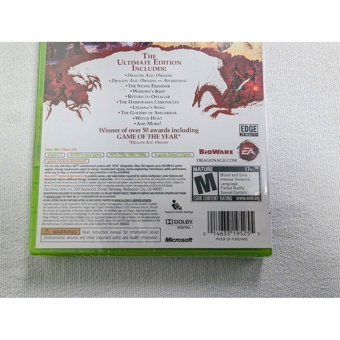 Dragon Age Origins Ultimate Edition Microsoft 360 2010 New Sealed