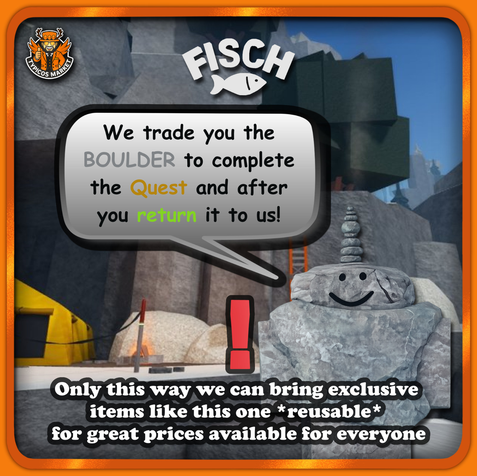 [FISCH] – The Boulder / Dave’s Rod Quest Part – [1 in 1,000,000 Chance]