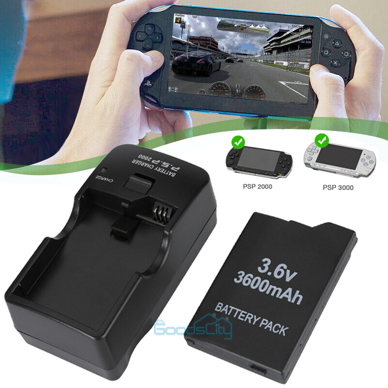 Battery charger & 3600mAh Rechargeable Battery for PSP 1000/2000/2001/3000/3001