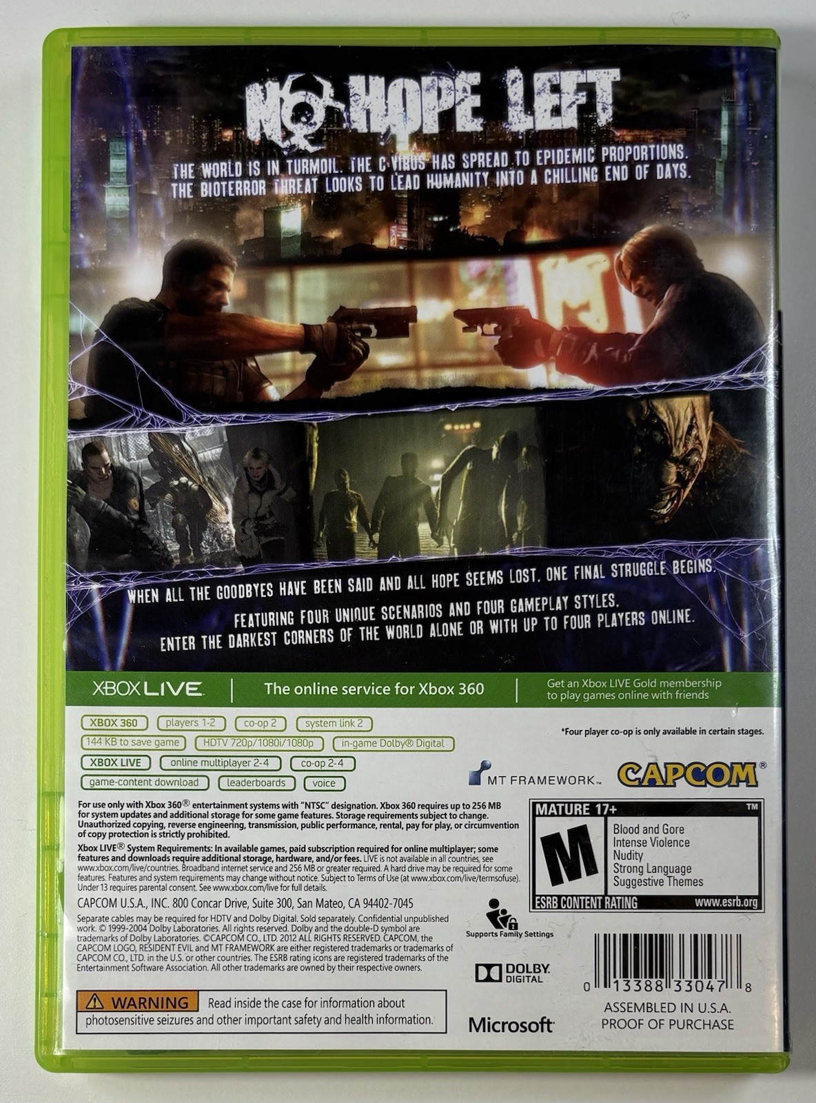Resident Evil 6 (Microsoft Xbox 360, 2012) W/ Case – TESTED WORKS