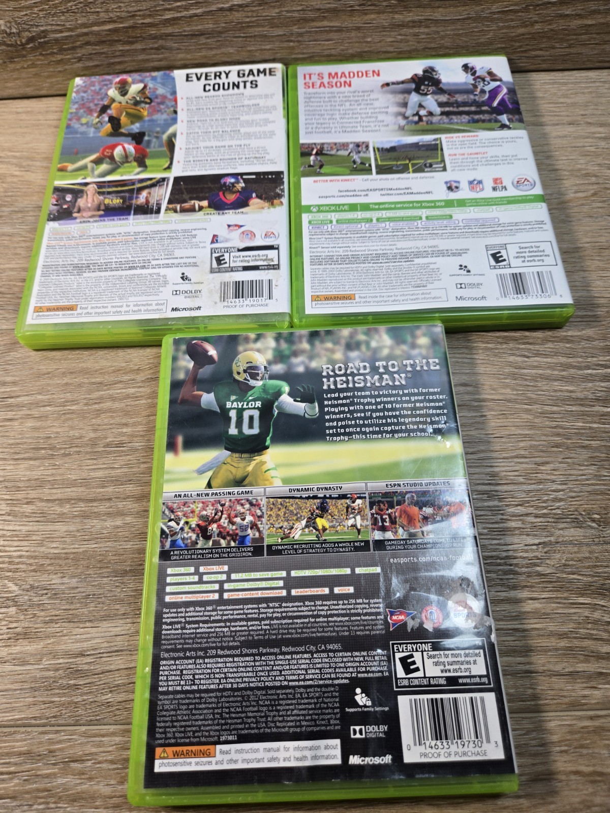 Lot Of 3 Football Xbox 360 Games. NCAA 10 & 13. Madden 15