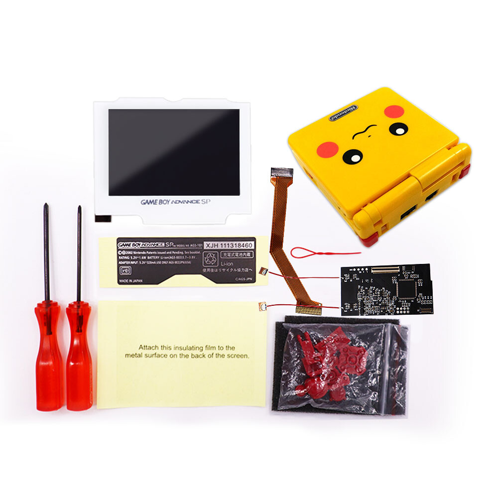8 Colors Mode IPS Backlight LCD Mod w/Multi color Shells FOR GBA SP -White Lens
