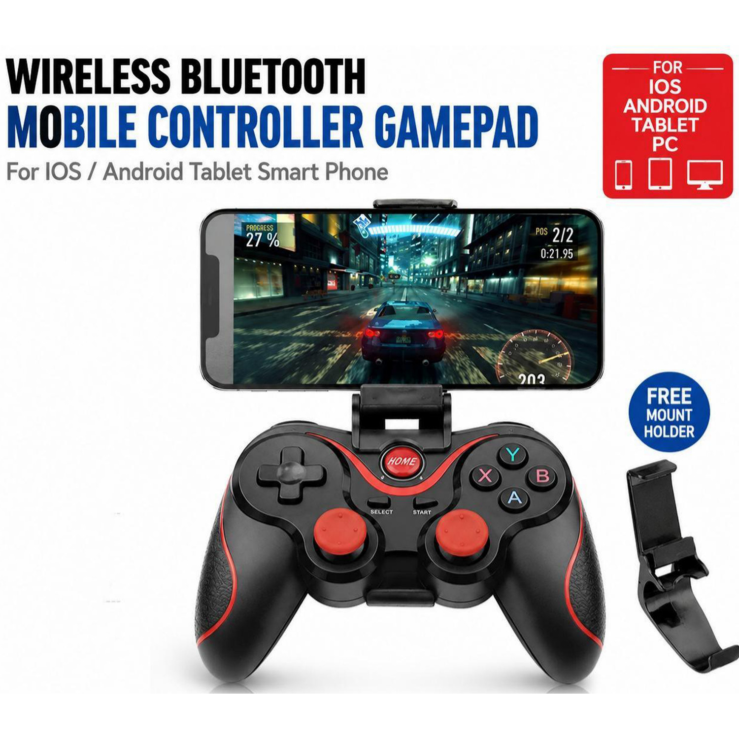 Wireless Bluetooth Game Controller for Android & iOS Phone Tablet Gamepad